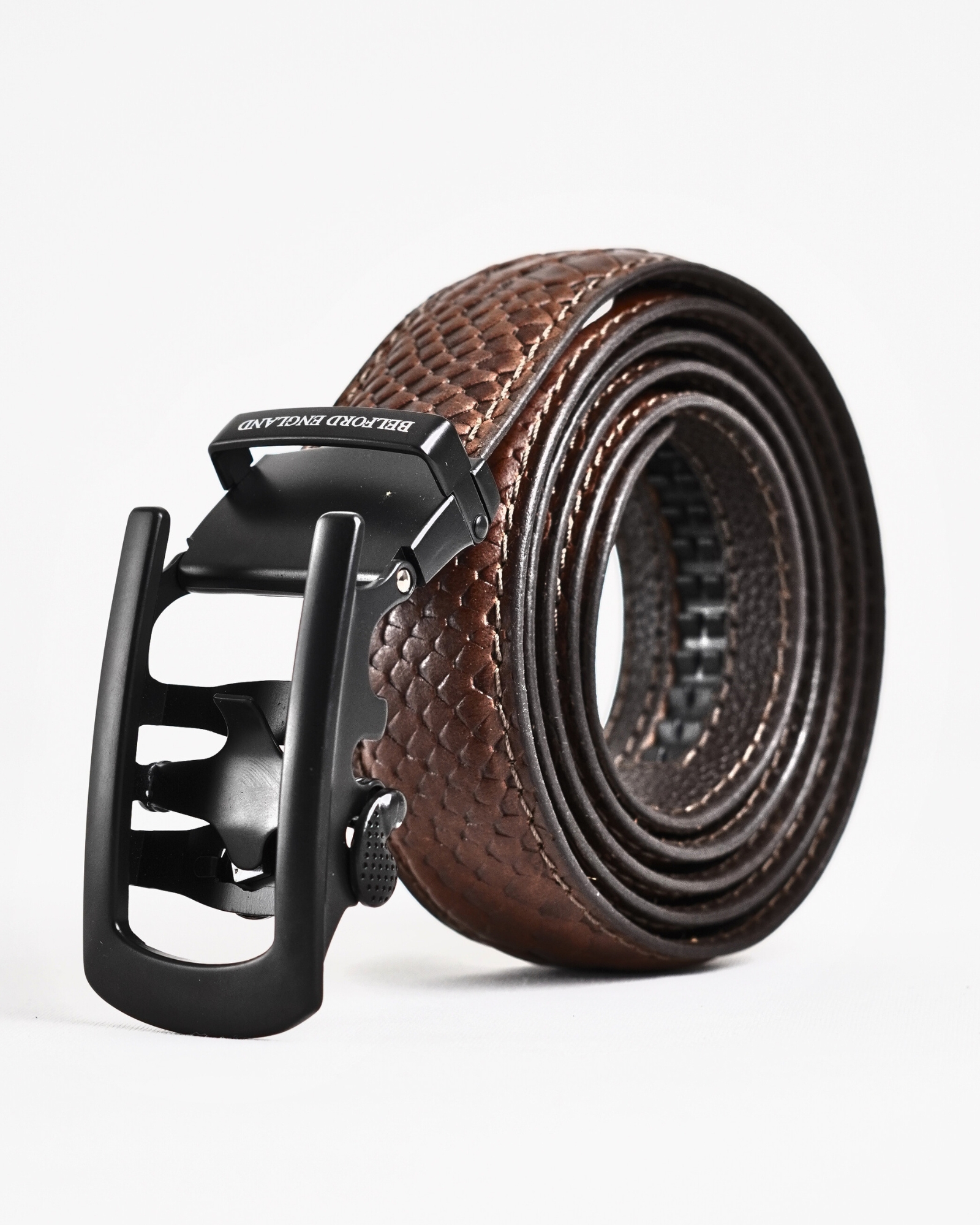 Oxford Men's Original Leather Belt  (Python Brown)  28-44 - Image 2