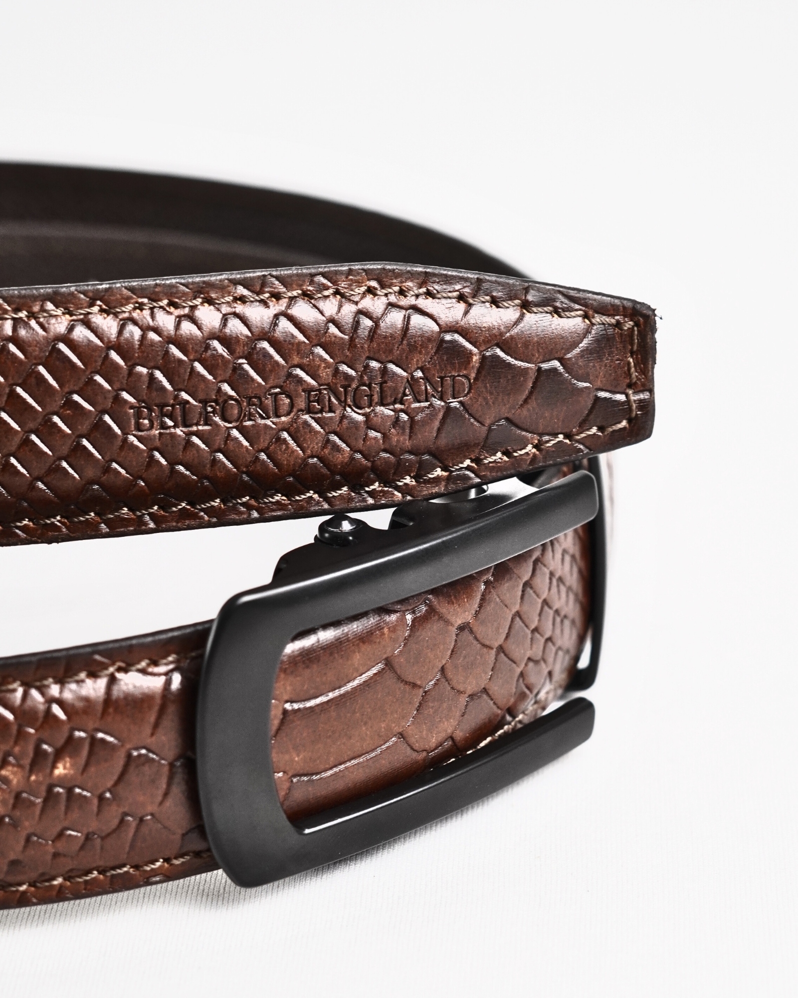 Oxford Men's Original Leather Belt  (Python Brown)  28-44 - Image 6