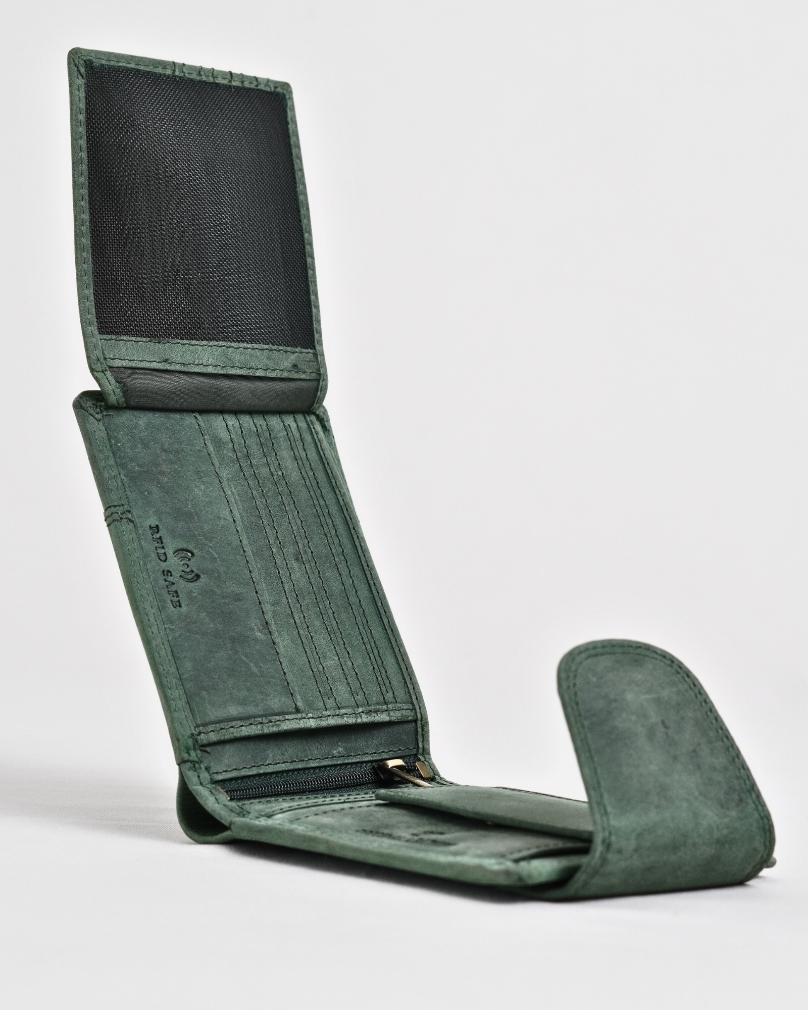 Derby - Men’s Original Leather Wallet (Rugged Green) - Image 4