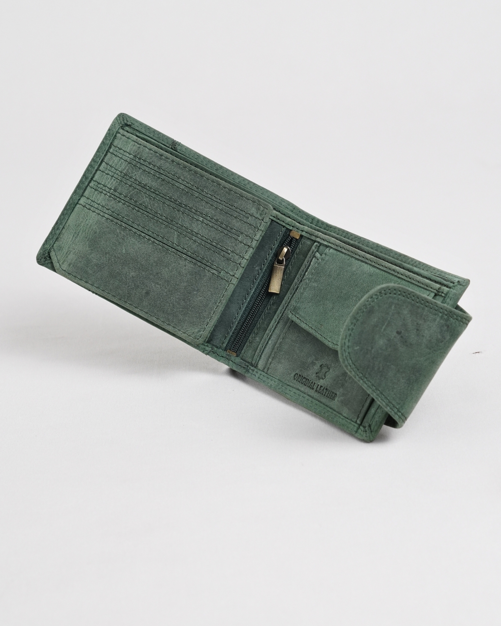 Derby - Men’s Original Leather Wallet (Rugged Green) - Image 5