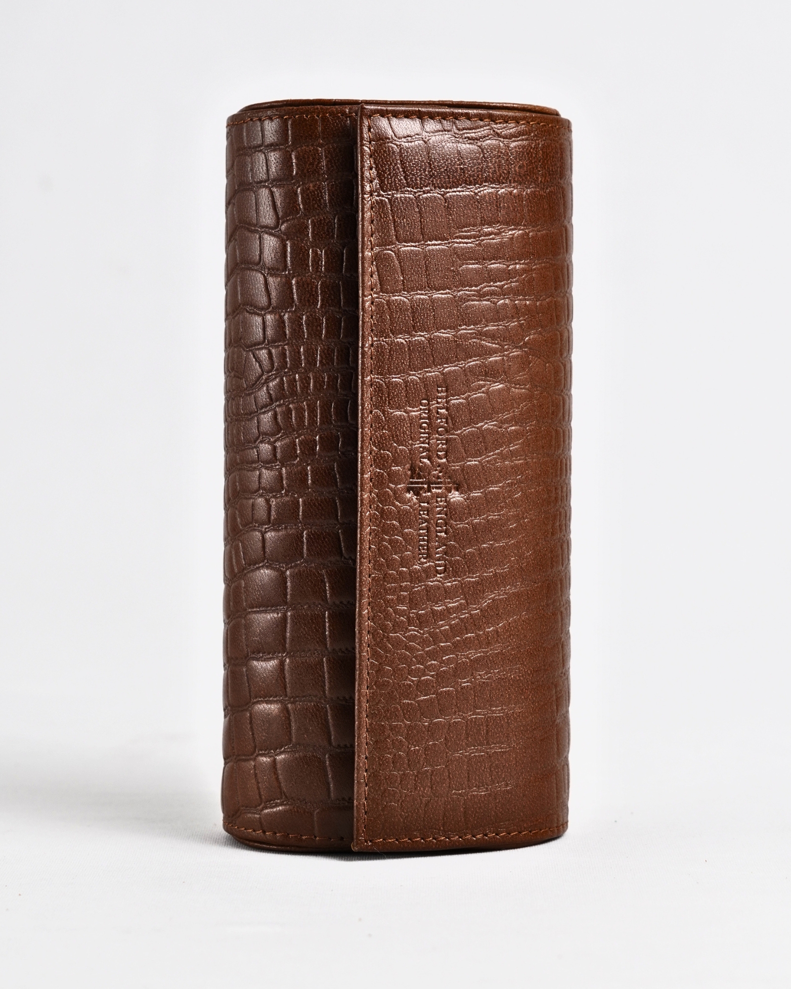 Bulgaria – Hand Crafted Original Leather Watch Box (3 Slots, Croco Brown) - Image 2