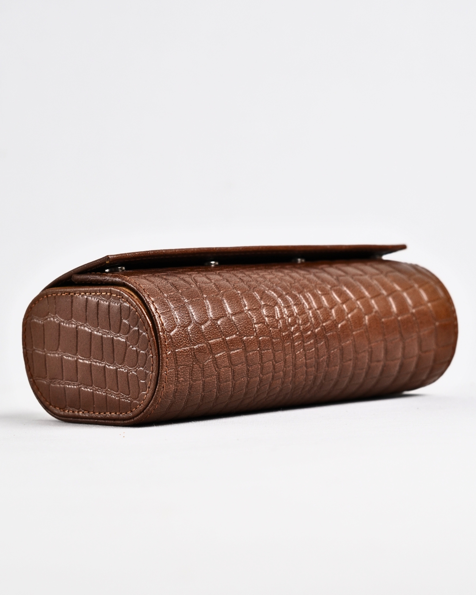 Bulgaria – Hand Crafted Original Leather Watch Box (3 Slots, Croco Brown) - Image 5