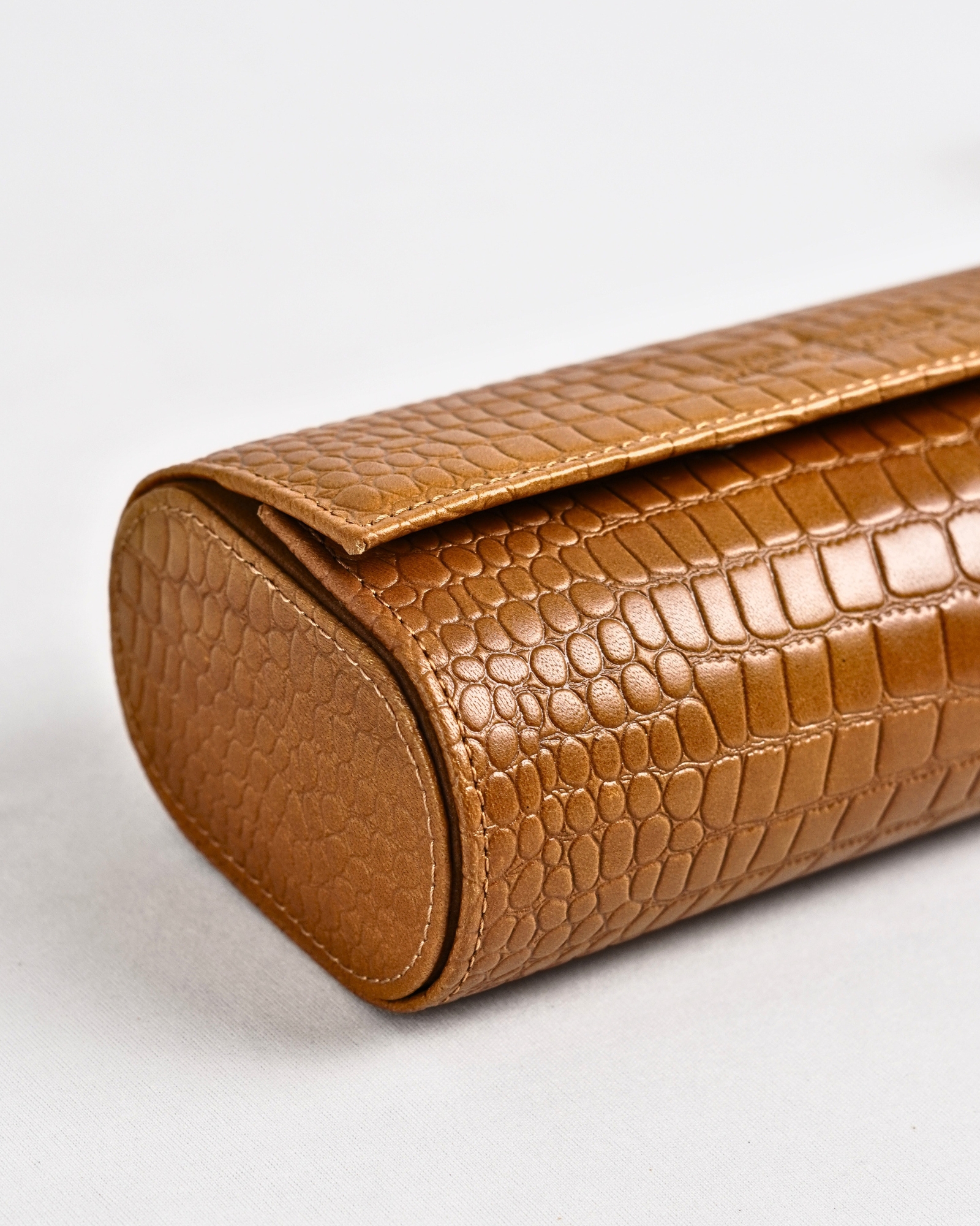 Bulgaria – Hand Crafted Original Leather Watch Box (3  Slots, Croco Tan) - Image 4