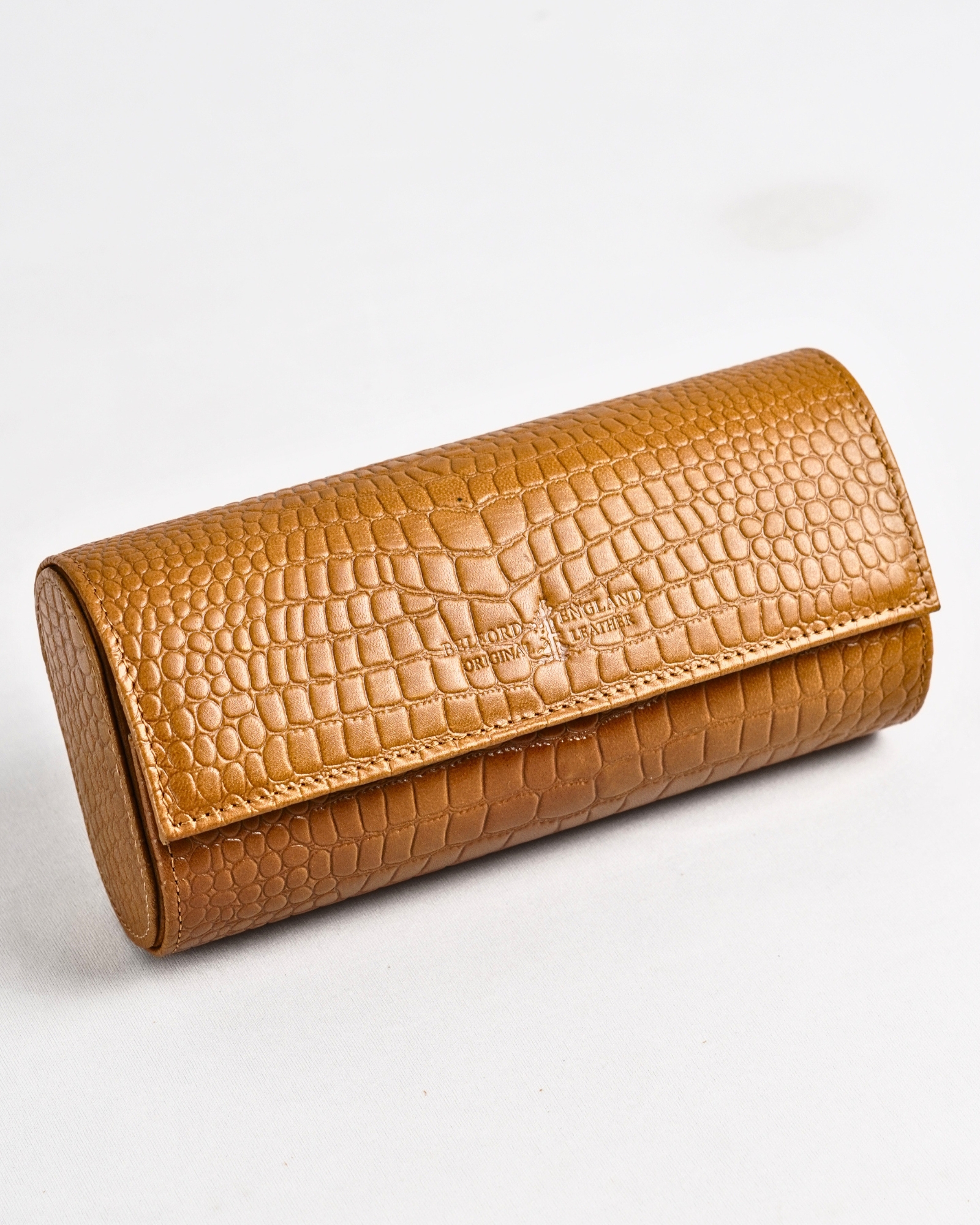 Bulgaria – Hand Crafted Original Leather Watch Box (3  Slots, Croco Tan) - Image 6