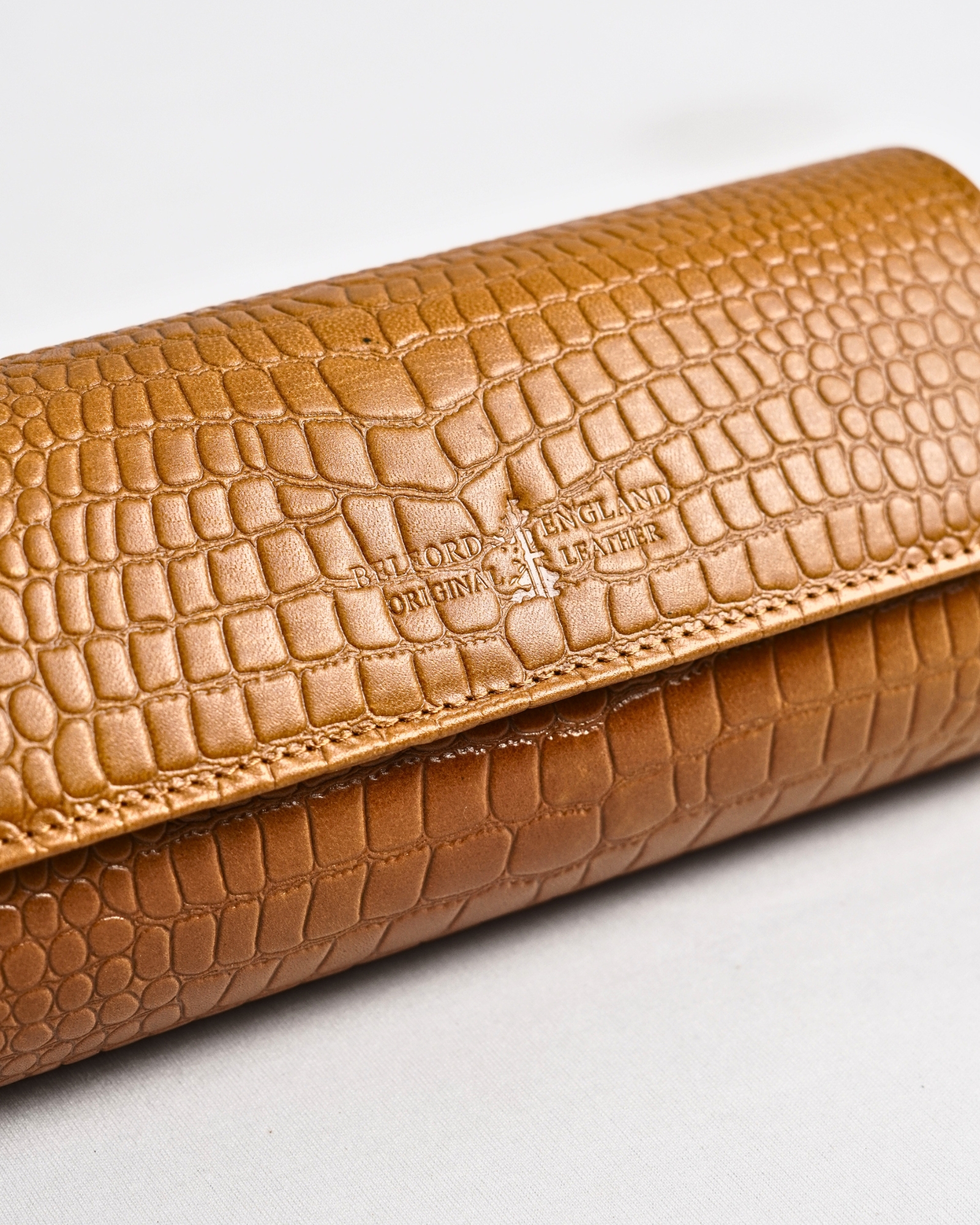 Bulgaria – Hand Crafted Original Leather Watch Box (3  Slots, Croco Tan) - Image 7