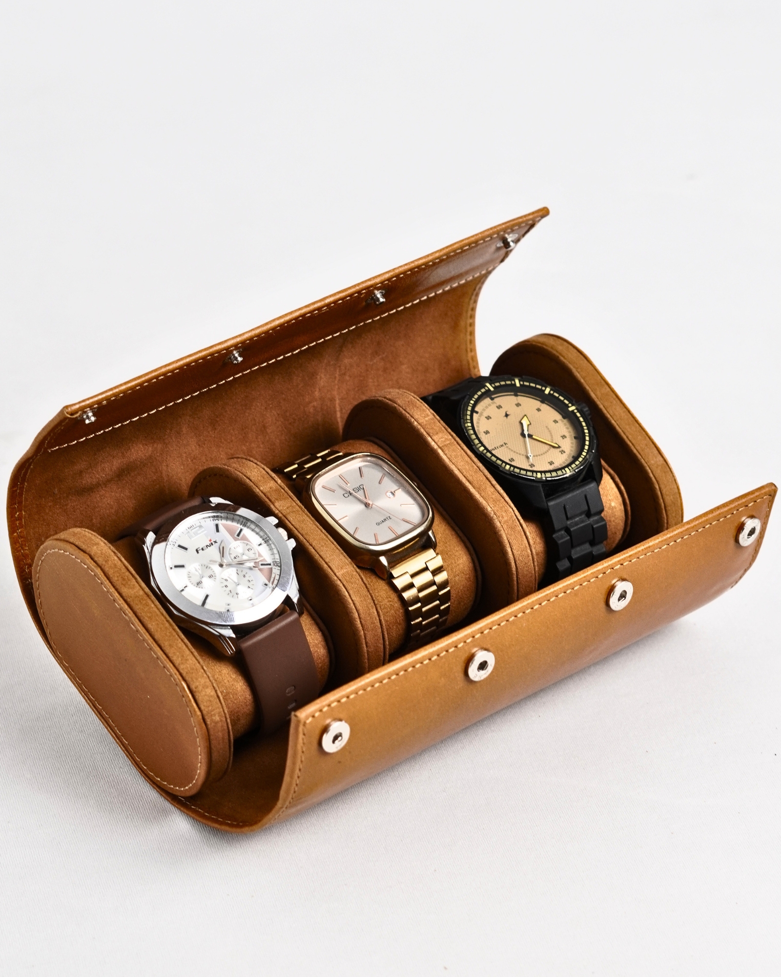 Bulgaria – Hand Crafted Original Leather Watch Box (3 Slots, Rich Tan)