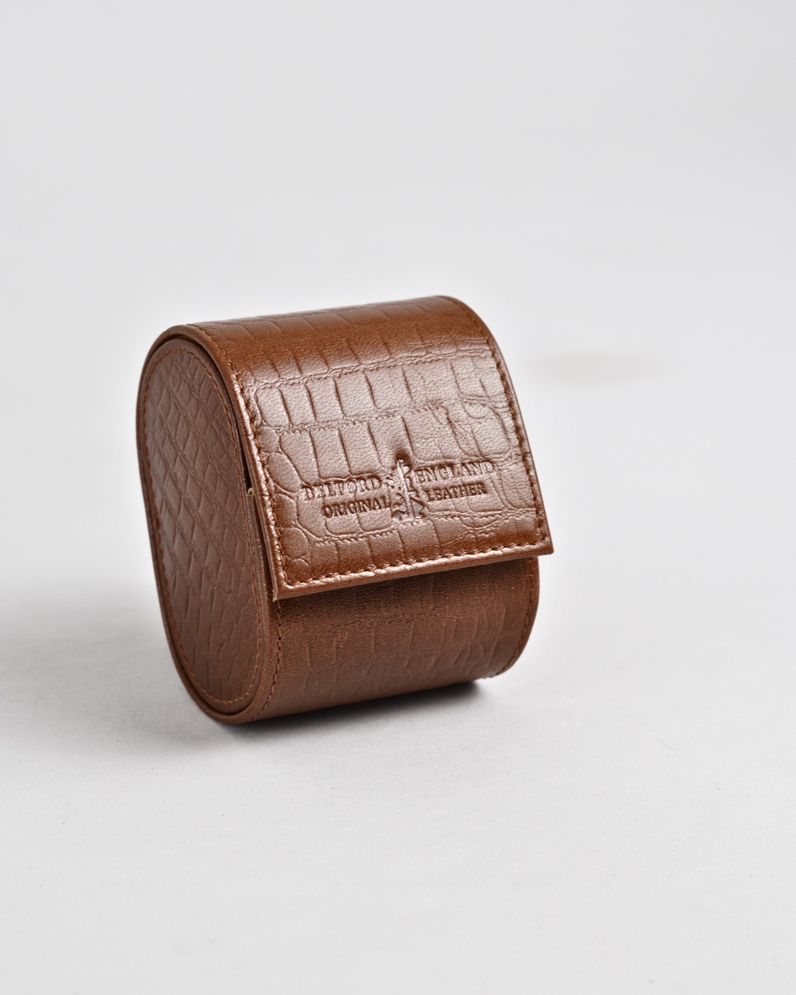 Bulgaria – Hand Crafted Original Leather Watch Box  (Croco Brown) - Image 2