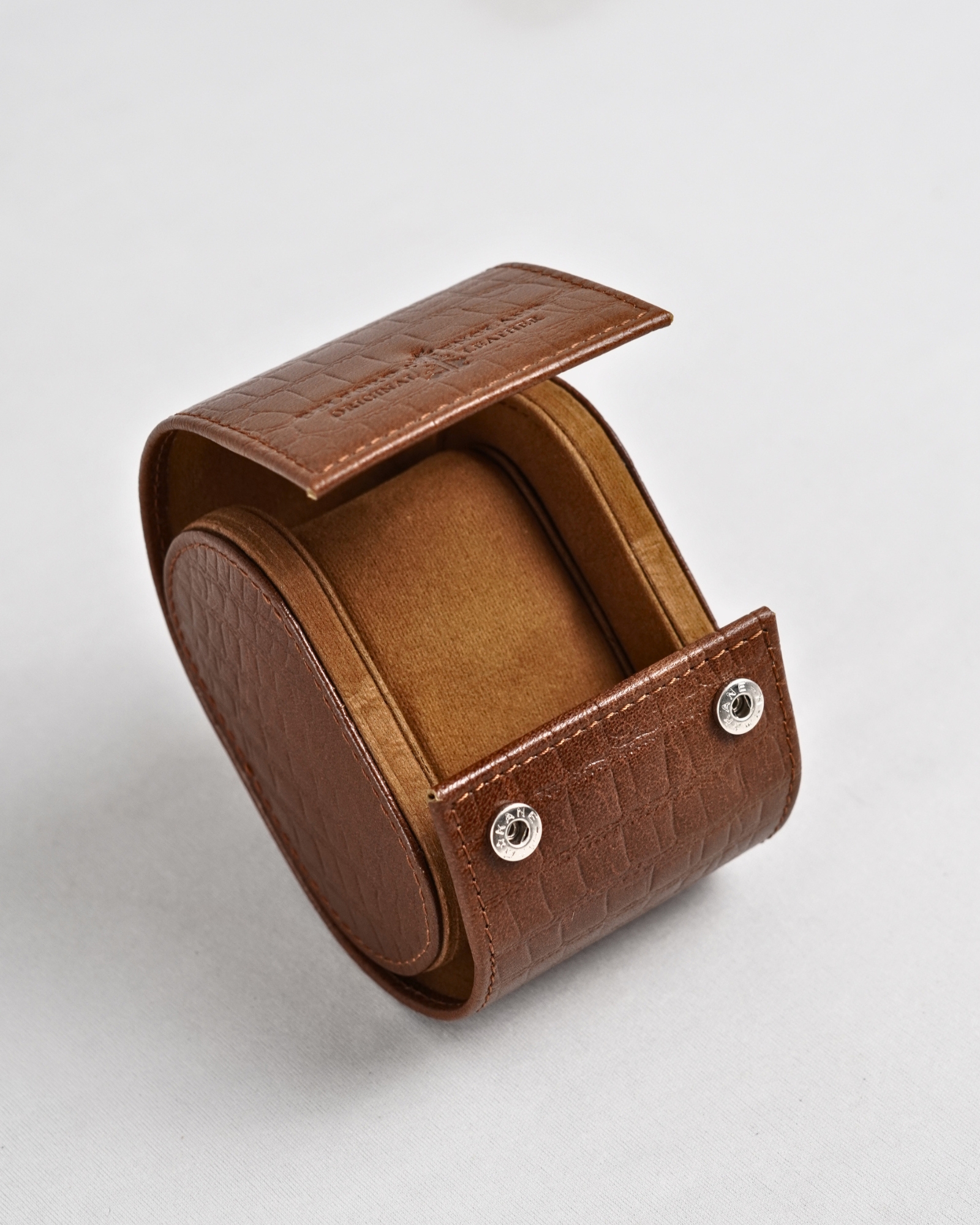 Bulgaria – Hand Crafted Original Leather Watch Box  (Croco Brown) - Image 3
