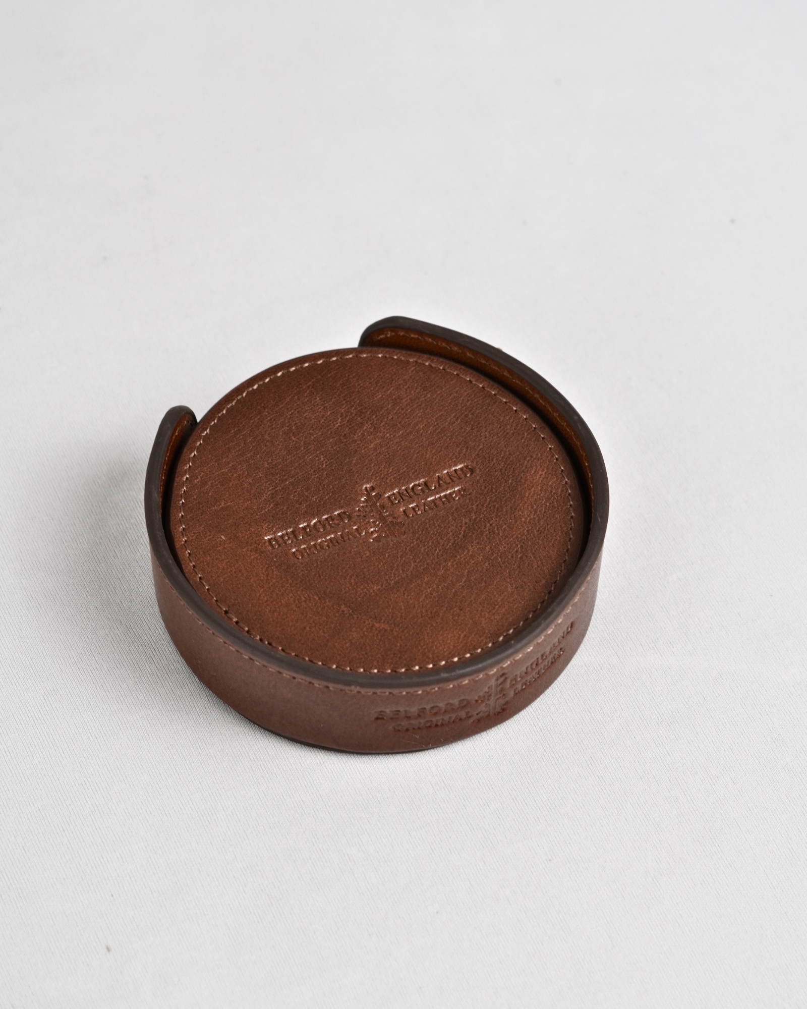 Niagara - Handcrafted Original Leather Coaster Set of 5  (Table Protector)  - Brown - Image 3