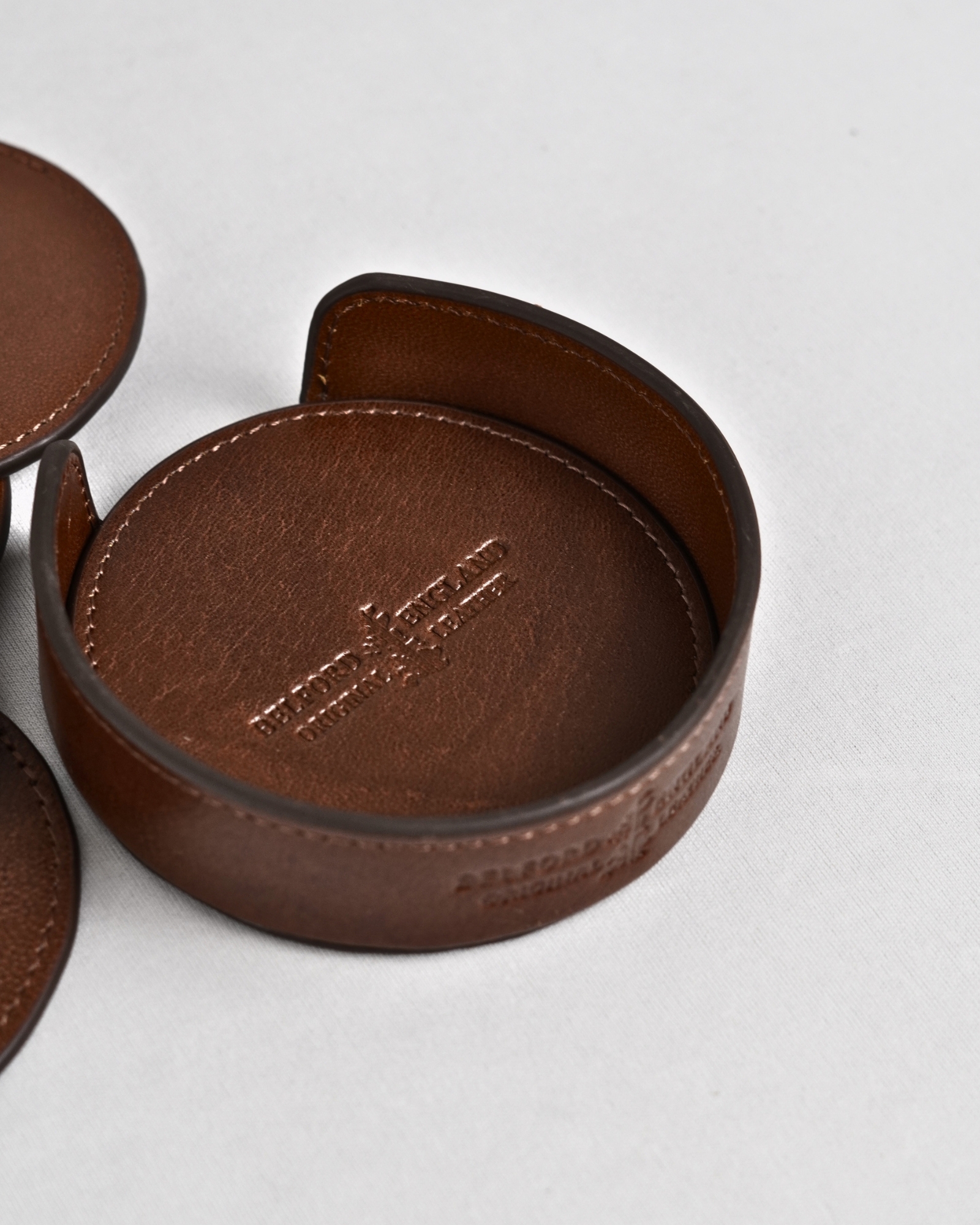 Niagara - Handcrafted Original Leather Coaster Set of 5  (Table Protector)  - Brown - Image 4