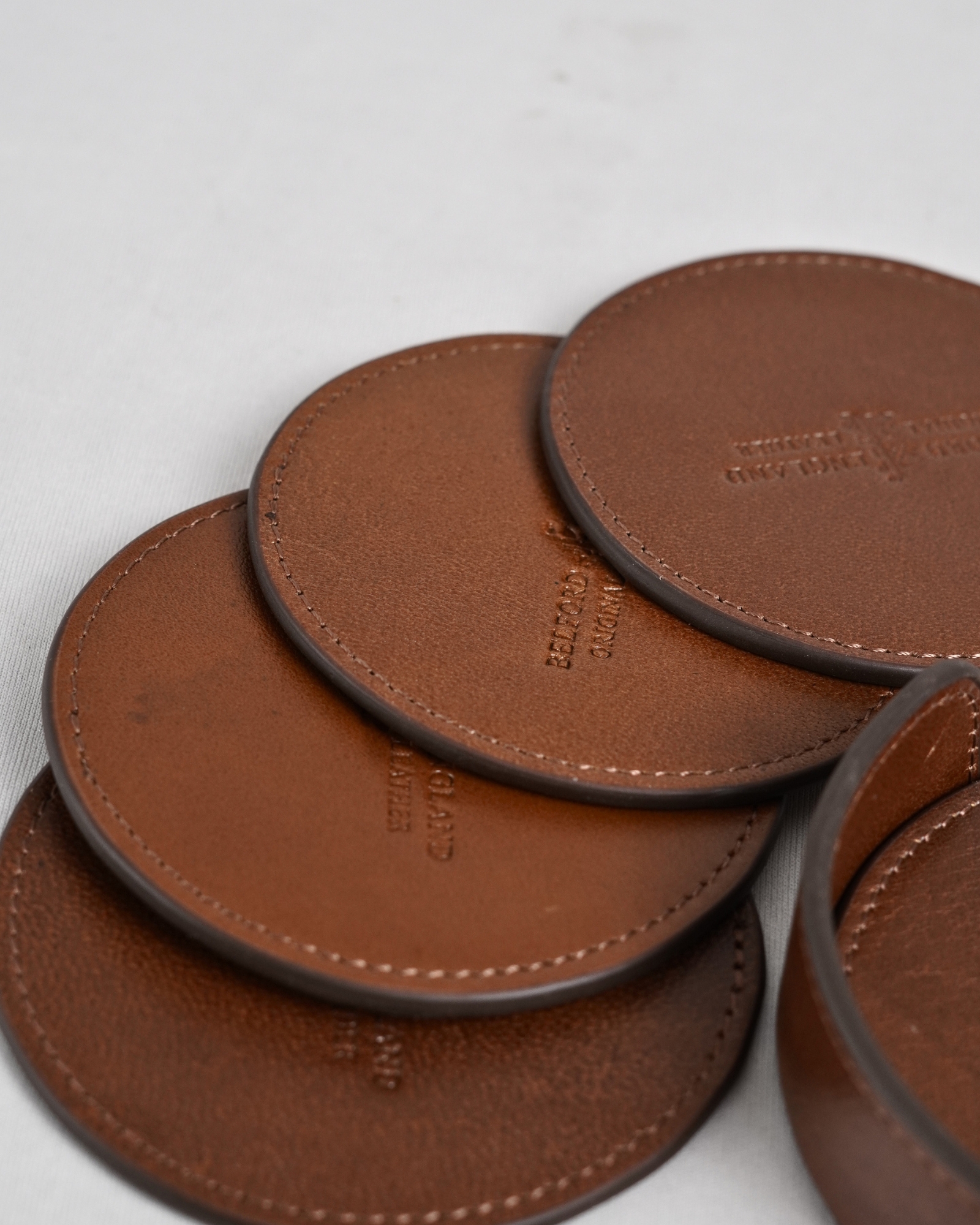 Niagara - Handcrafted Original Leather Coaster Set of 5  (Table Protector)  - Brown - Image 5