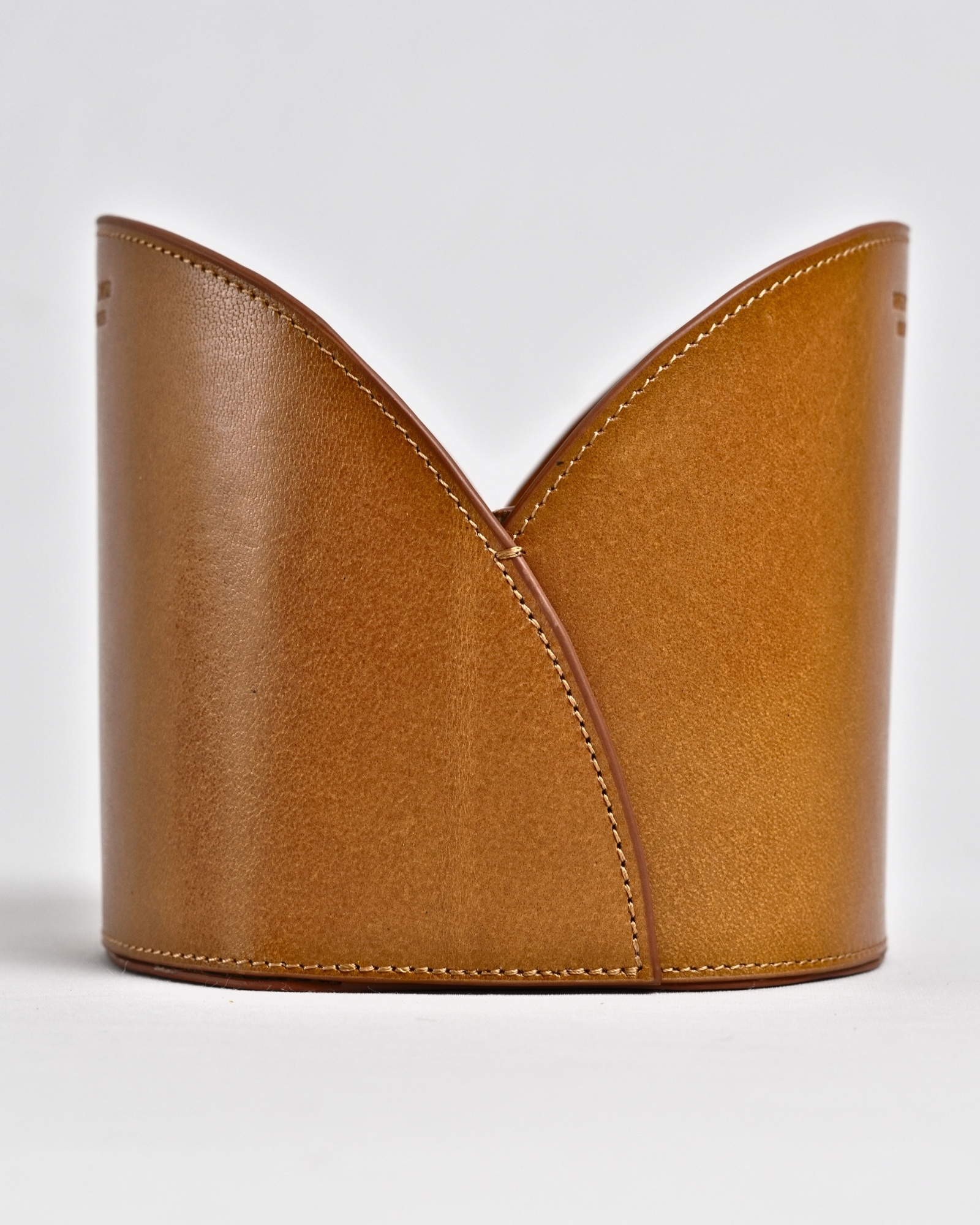 Artisan Handcrafted Original Leather  (Desk Organizer / Pen Stand)  4-Section Tan - Image 2