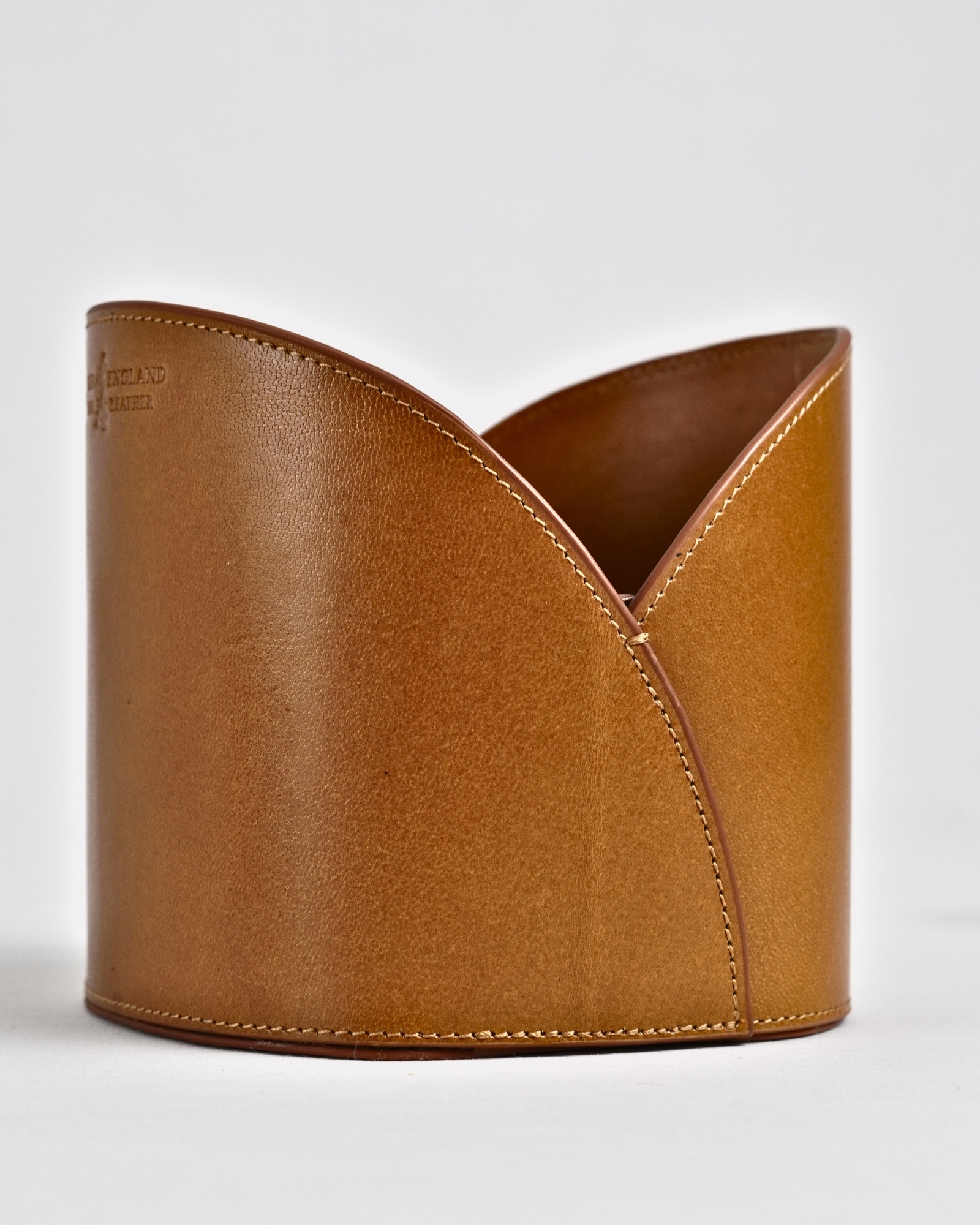 Artisan Handcrafted Original Leather  (Desk Organizer / Pen Stand)  4-Section Tan - Image 5