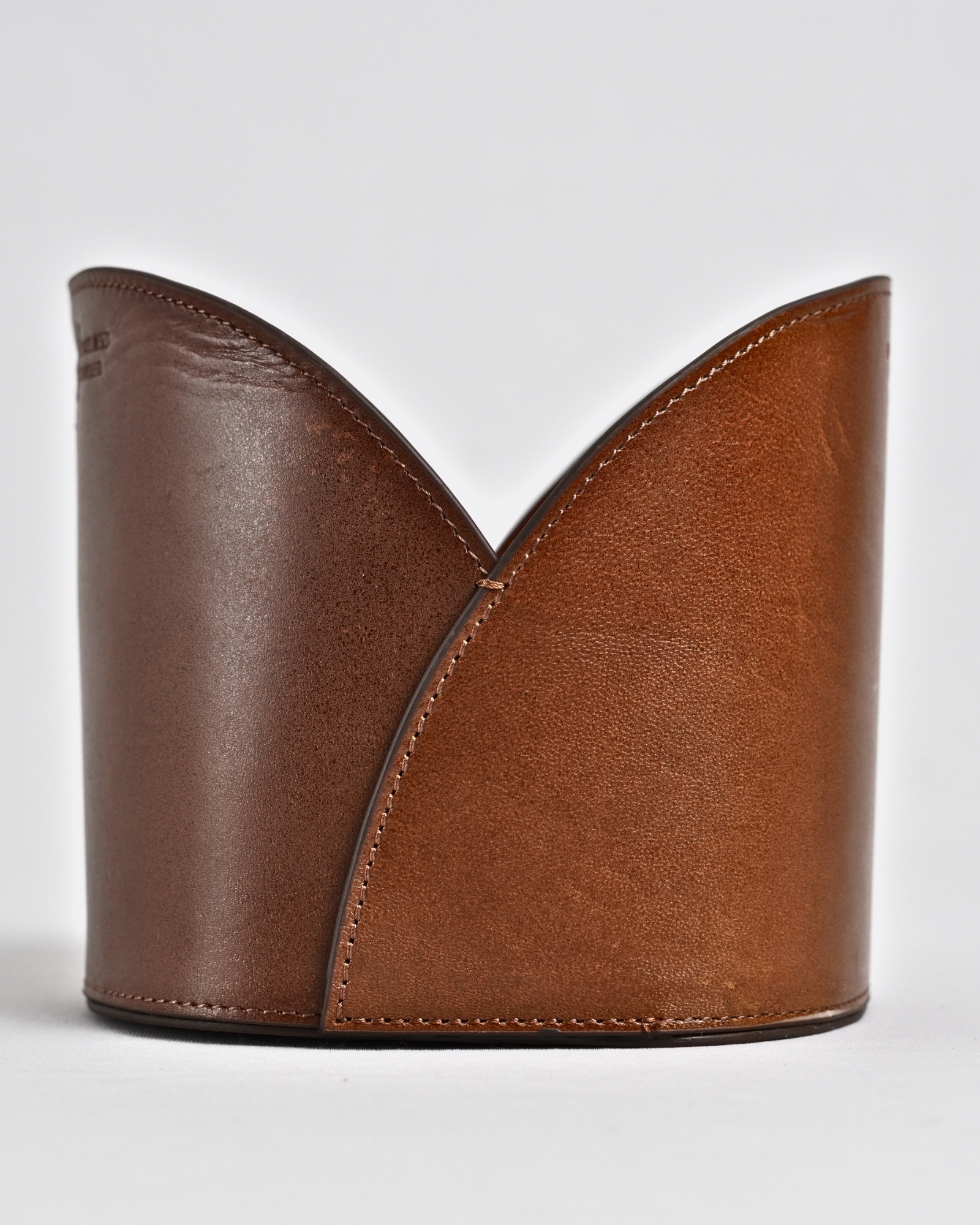 Artisan Handcrafted Original Leather  (Desk Organizer / Pen Stand)  4-Section Brown - Image 2