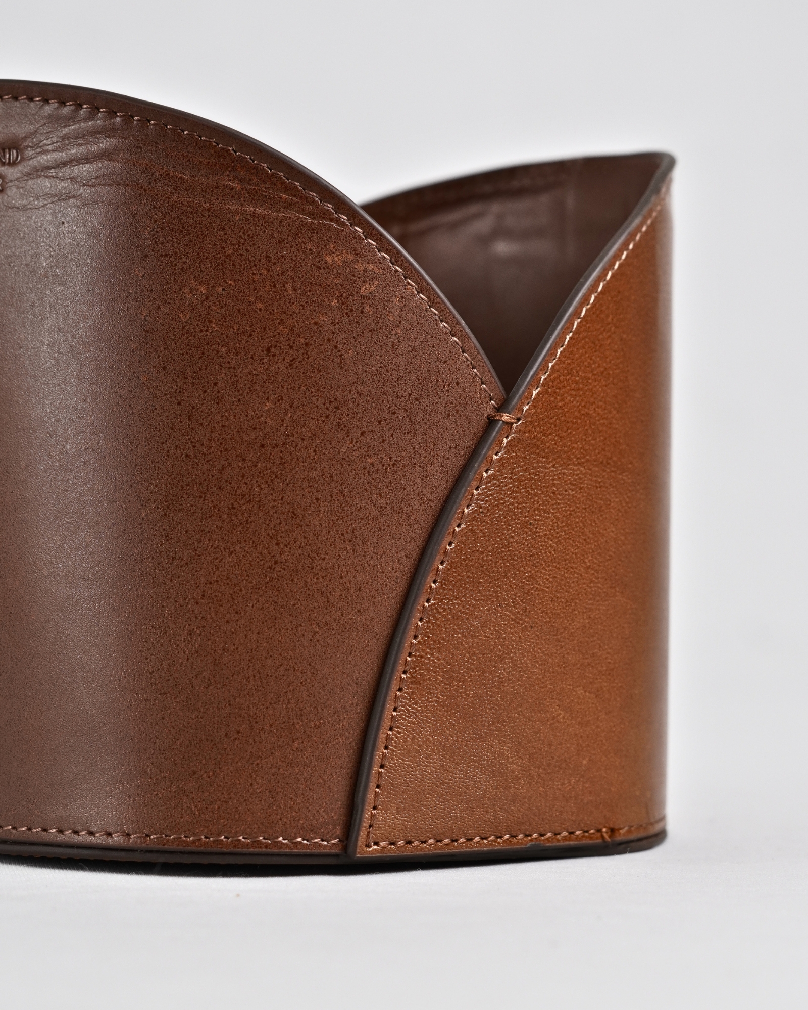 Artisan Handcrafted Original Leather  (Desk Organizer / Pen Stand)  4-Section Brown - Image 4