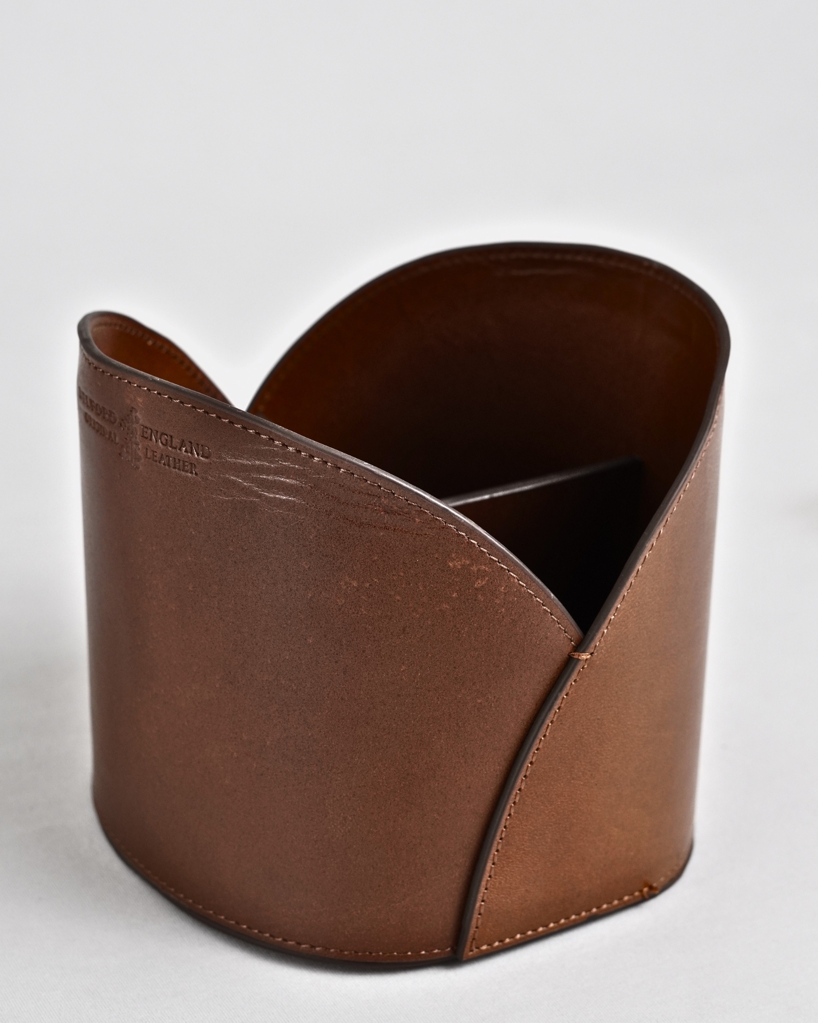 Artisan Handcrafted Original Leather  (Desk Organizer / Pen Stand)  4-Section Brown - Image 5