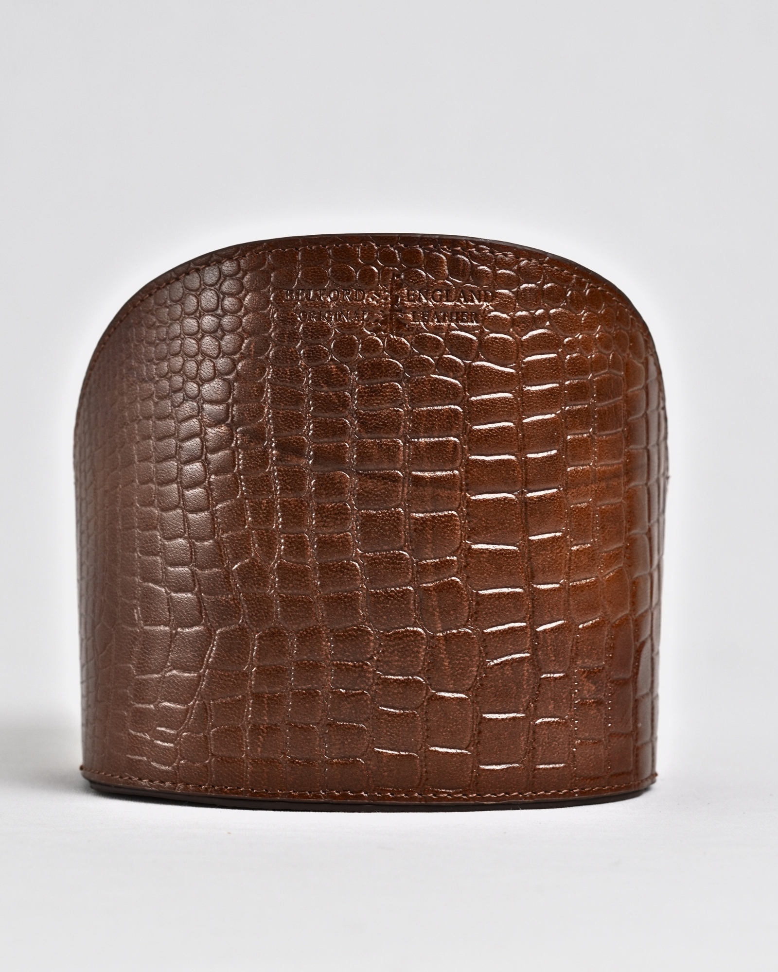 Artisan Handcrafted Original Leather  (Desk Organizer / Pen Stand)  4-Section Croco Brown - Image 2