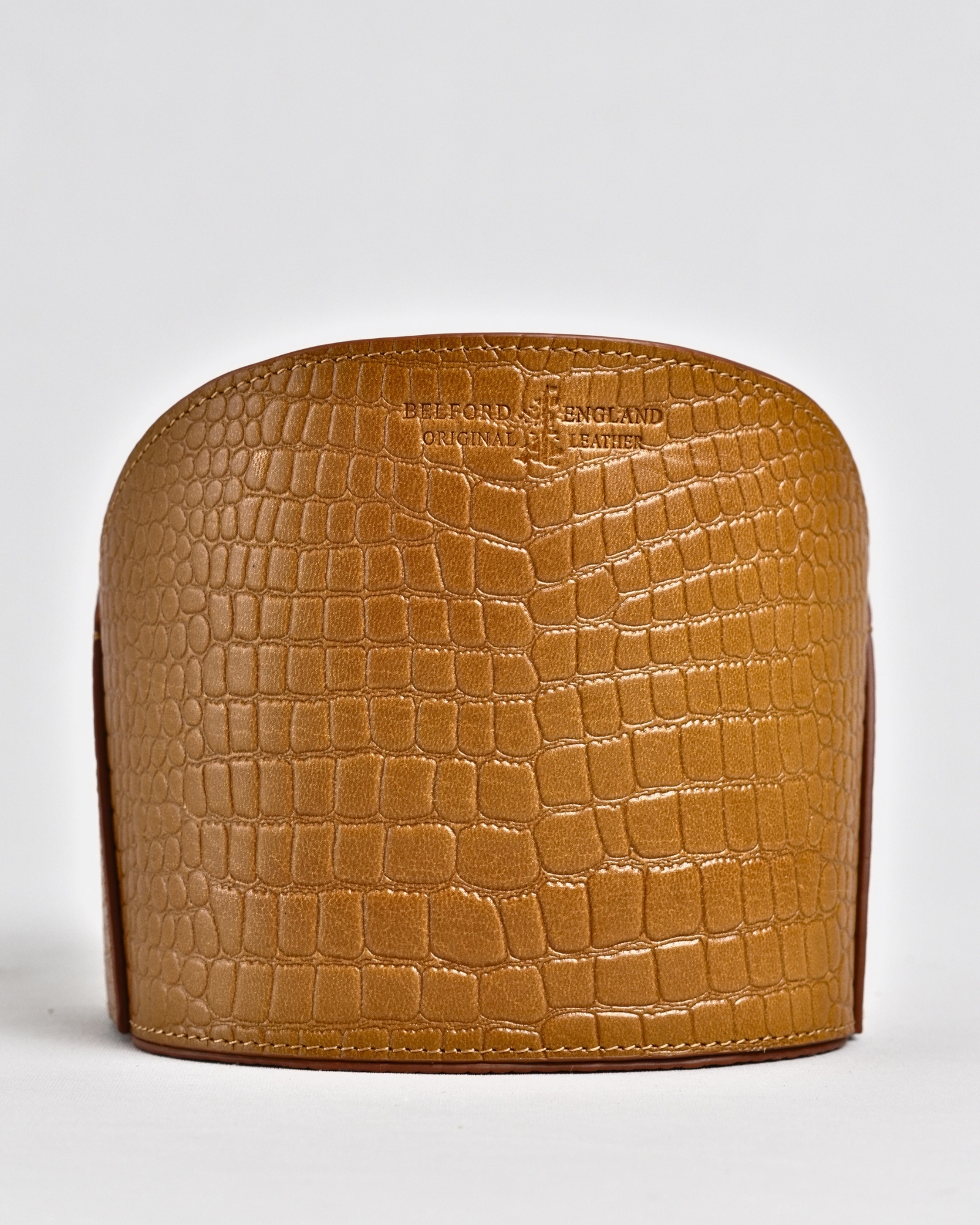 Artisan Handcrafted Original Leather  (Desk Organizer / Pen Stand)  4-Section  Croco Tan - Image 2