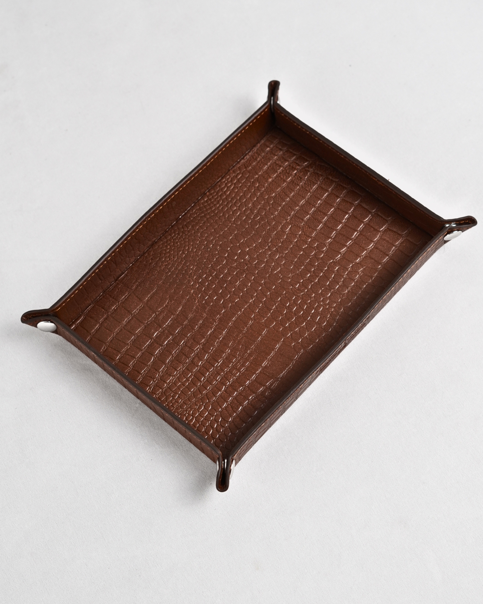 Sweden  - Hand Crafted Original Leather Valet Tray (Croco Brown)