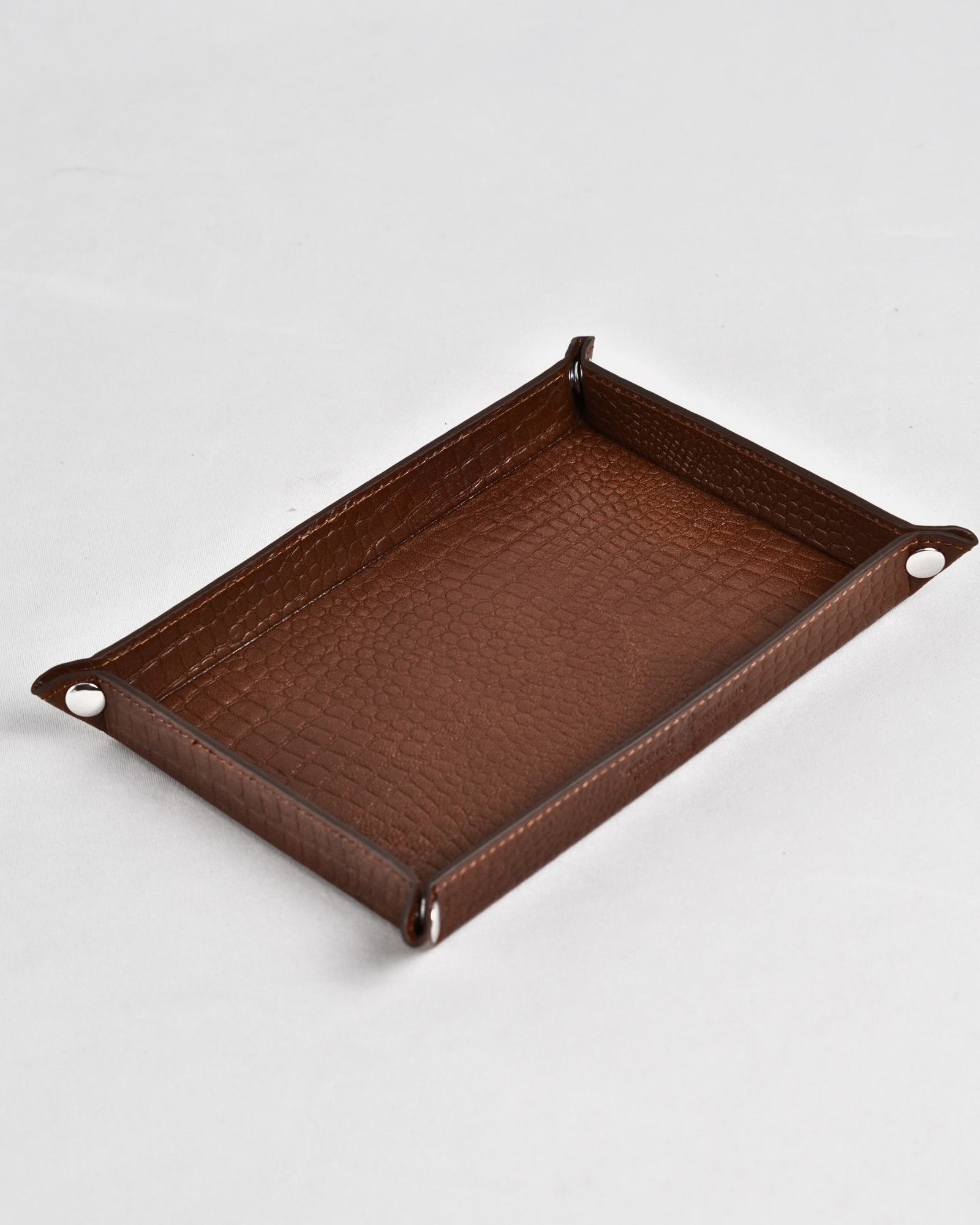 Sweden  - Hand Crafted Original Leather Valet Tray (Croco Brown) - Image 2