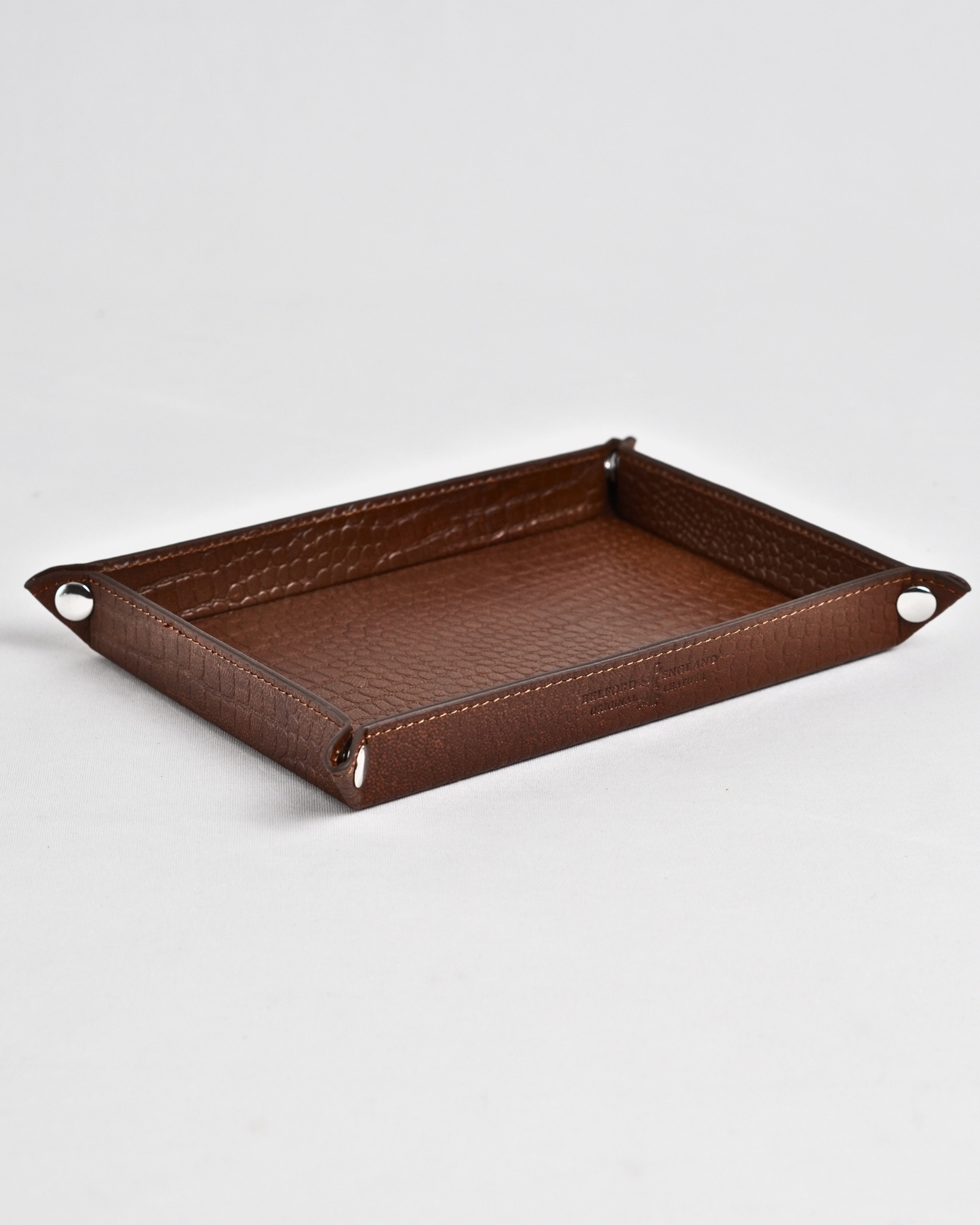 Sweden  - Hand Crafted Original Leather Valet Tray (Croco Brown) - Image 3