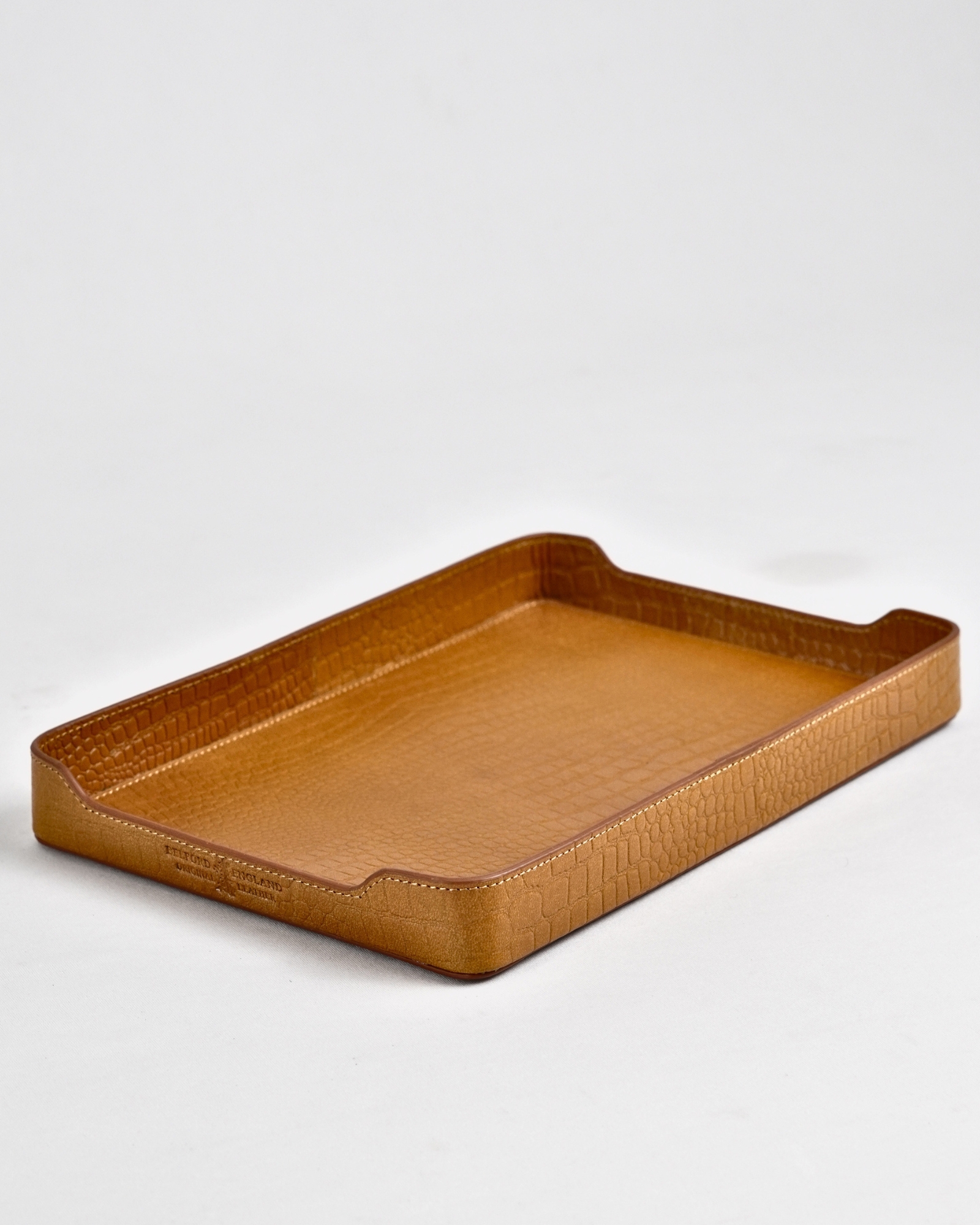 Luxe - Hand Crafted Original Leather Valet Tray (Croco Tan)
