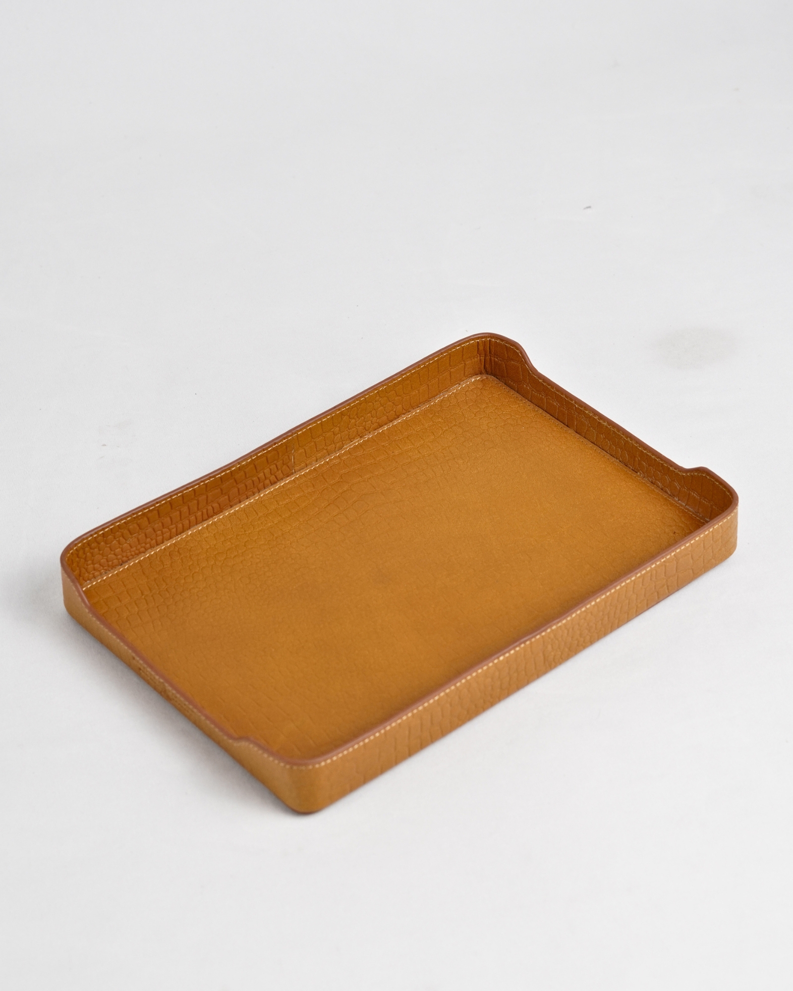 Luxe - Hand Crafted Original Leather Valet Tray (Croco Tan) - Image 2