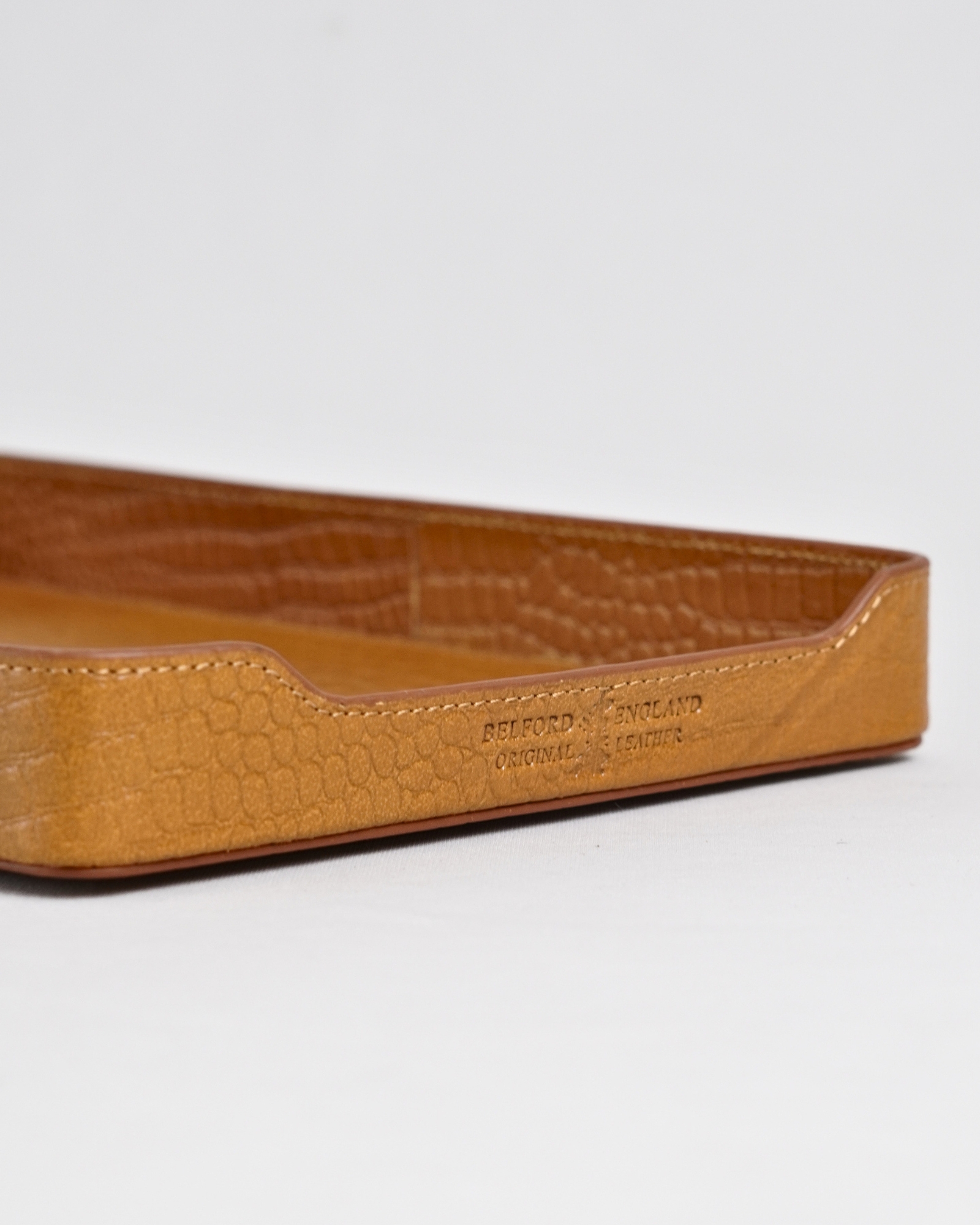 Luxe - Hand Crafted Original Leather Valet Tray (Croco Tan) - Image 4