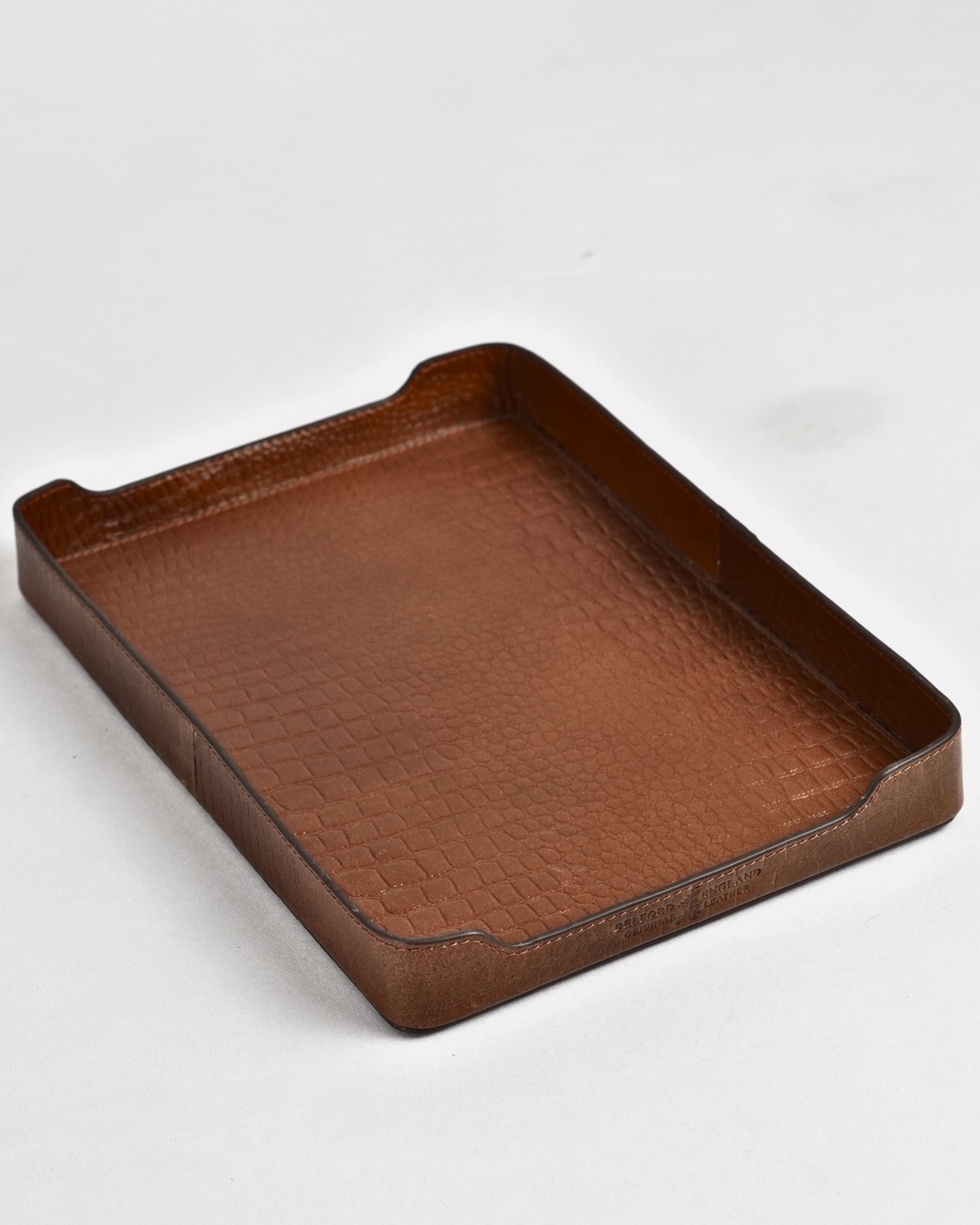 Luxe - Hand Crafted Original Leather Valet Tray (Croco Brown)