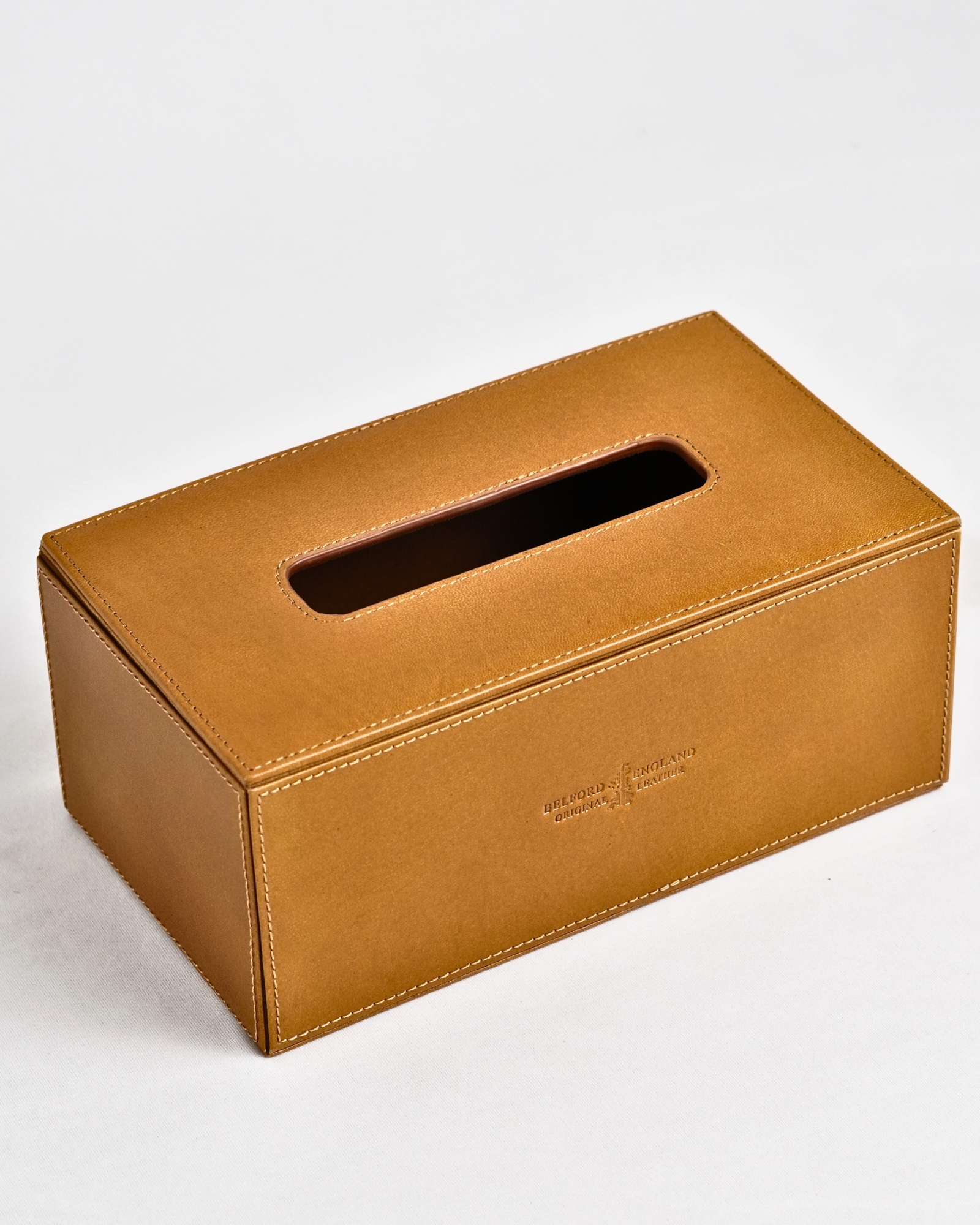 Hongkong Series - Hand Crafted Original Leather Tissue Box (Rich Tan)