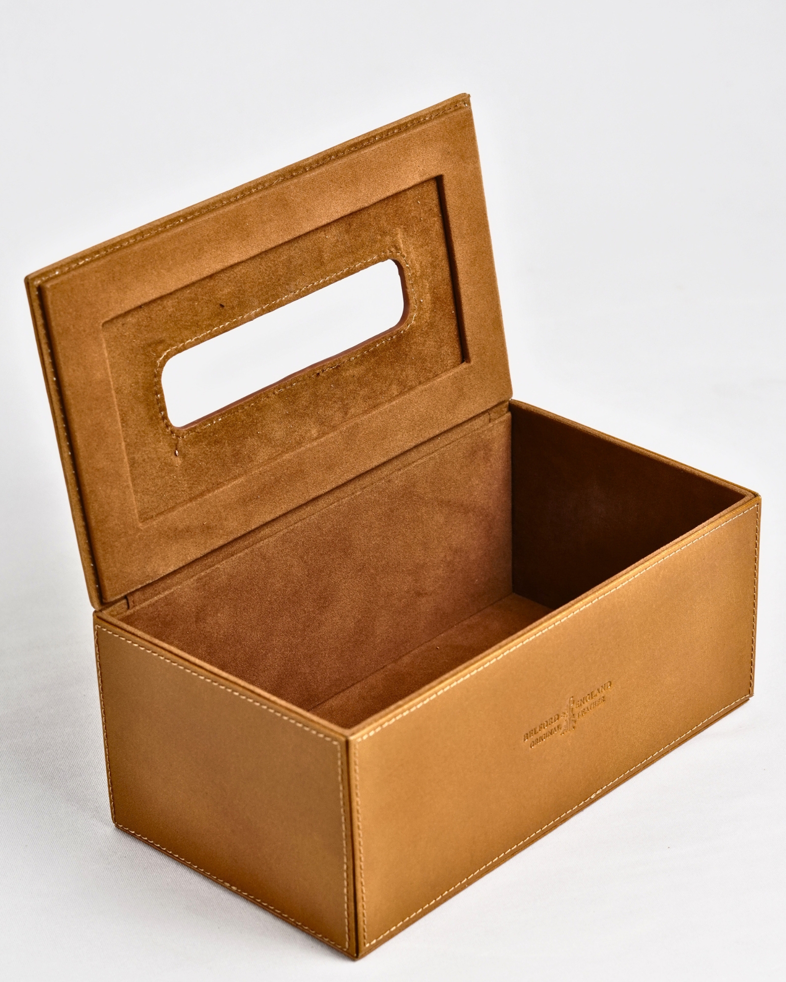 Hongkong Series - Hand Crafted Original Leather Tissue Box (Rich Tan) - Image 2