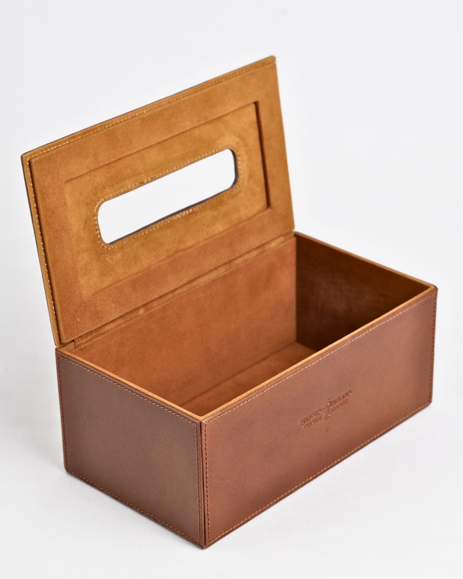 Hongkong Series  - Hand Crafted Original Leather Tissue Box (Rich Brown) - Image 4