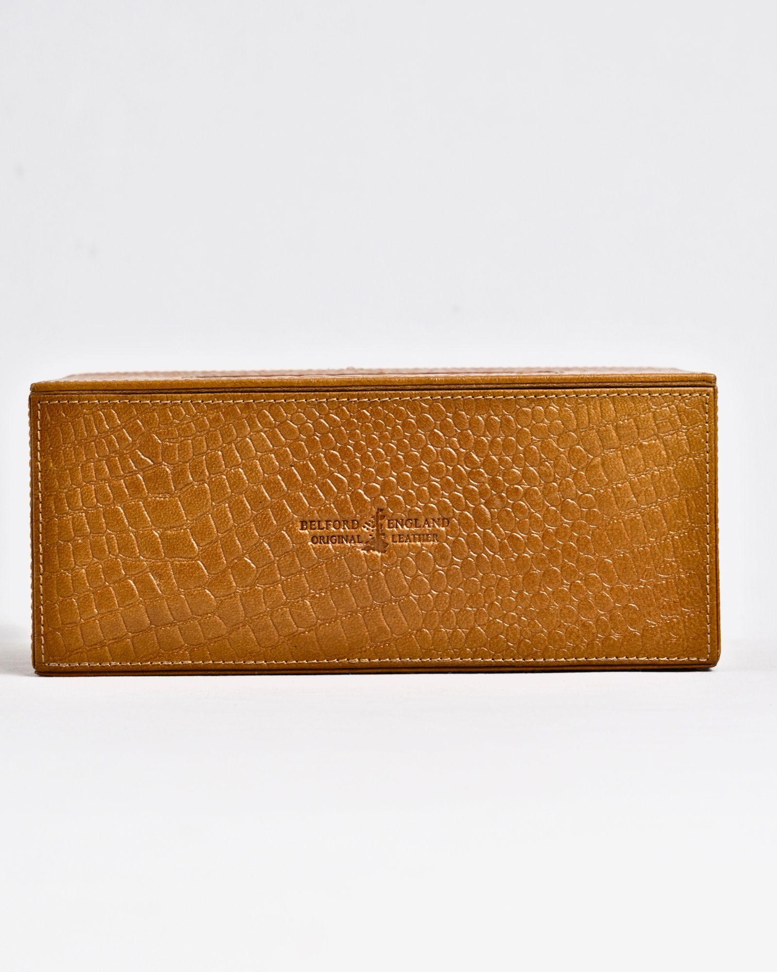 Hongkong Series - Hand Crafted Original Leather Tissue Box (Croco Tan) - Image 4
