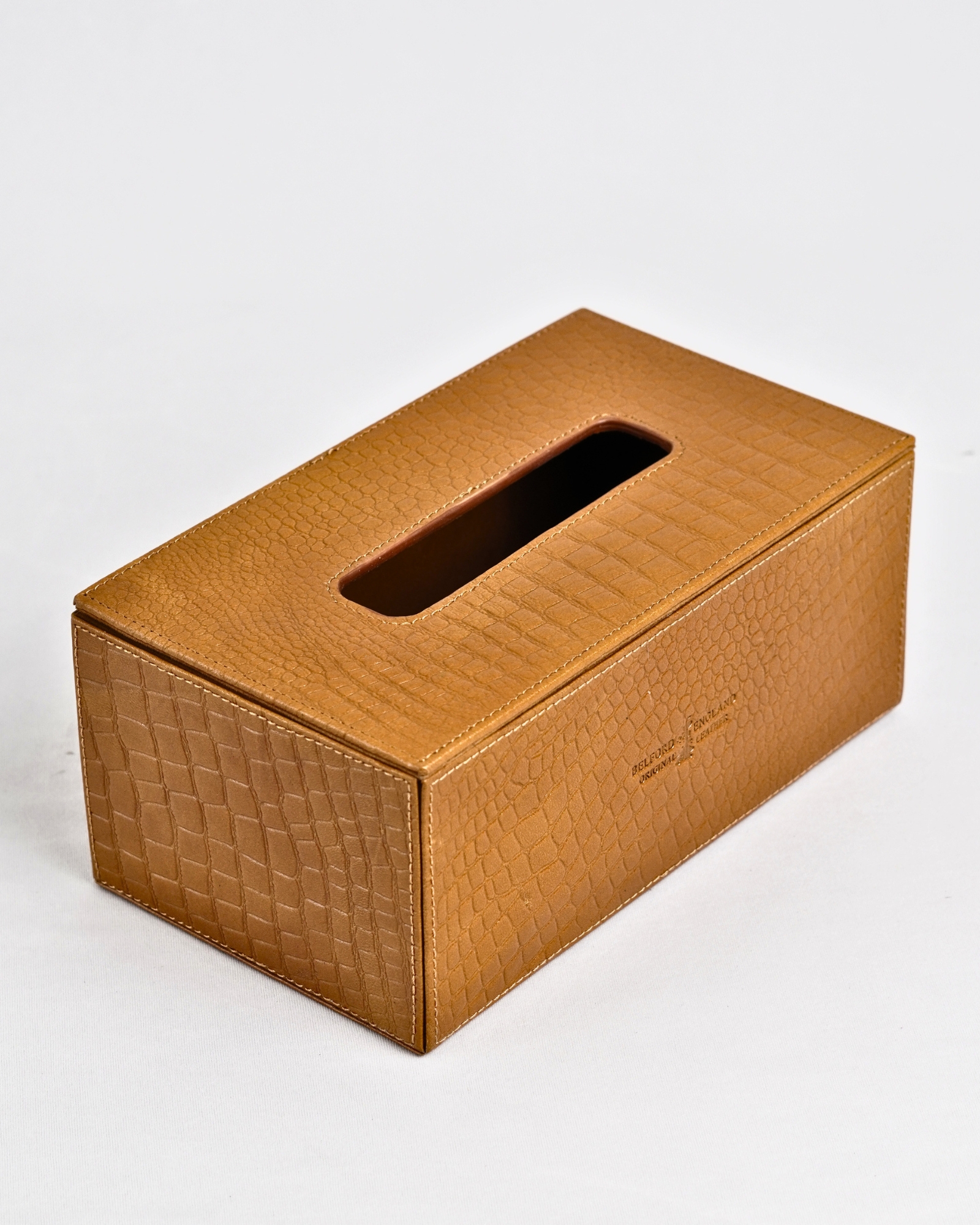 Hongkong Series - Hand Crafted Original Leather Tissue Box (Croco Tan)