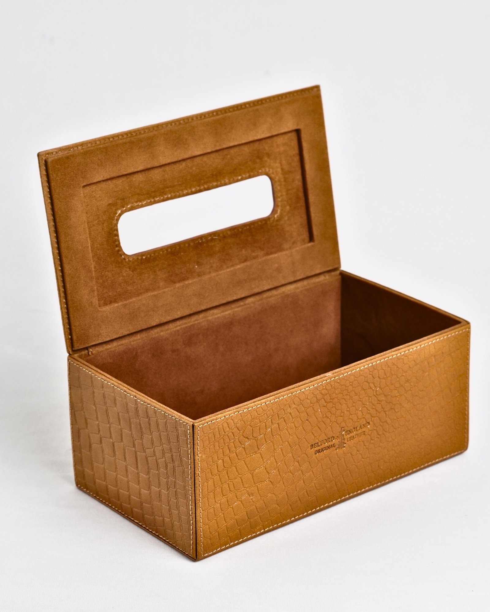 Hongkong Series - Hand Crafted Original Leather Tissue Box (Croco Tan) - Image 3
