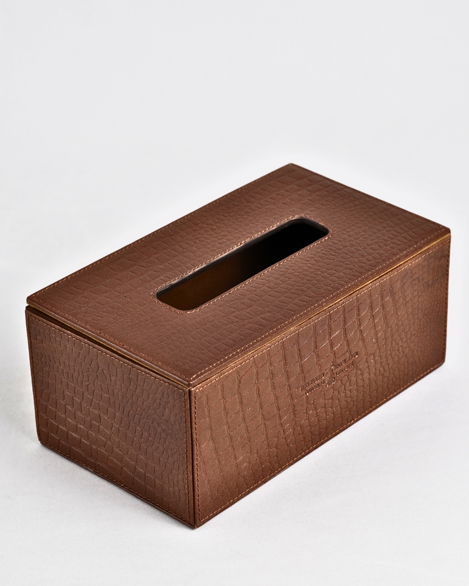 Hongkong Series  - Hand Crafted Original Leather Tissue Box (Croco Brown)