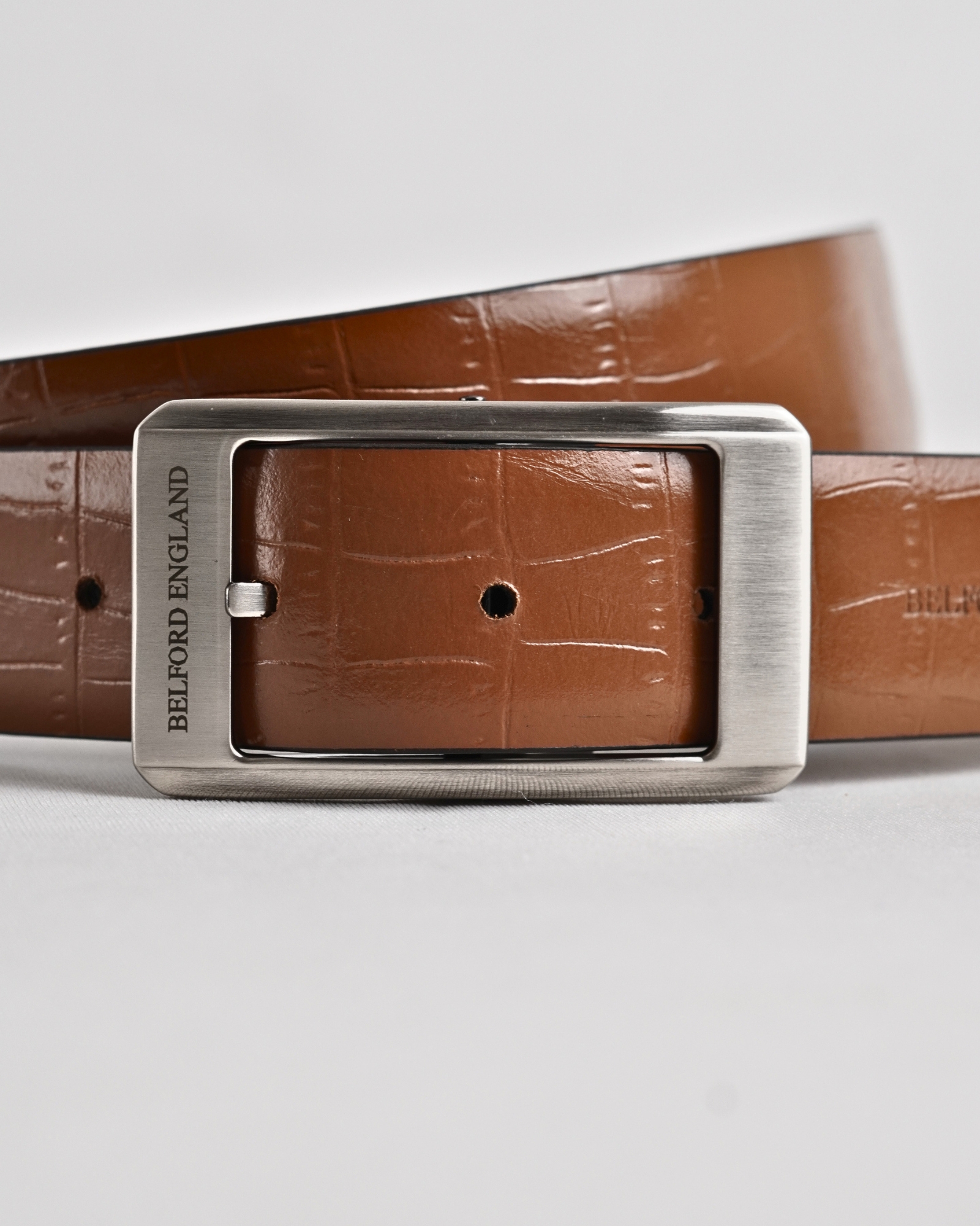 Georgia - Men's Original Leather Belt Reversible (Croco Black & Tan) - 28-44 - Image 5