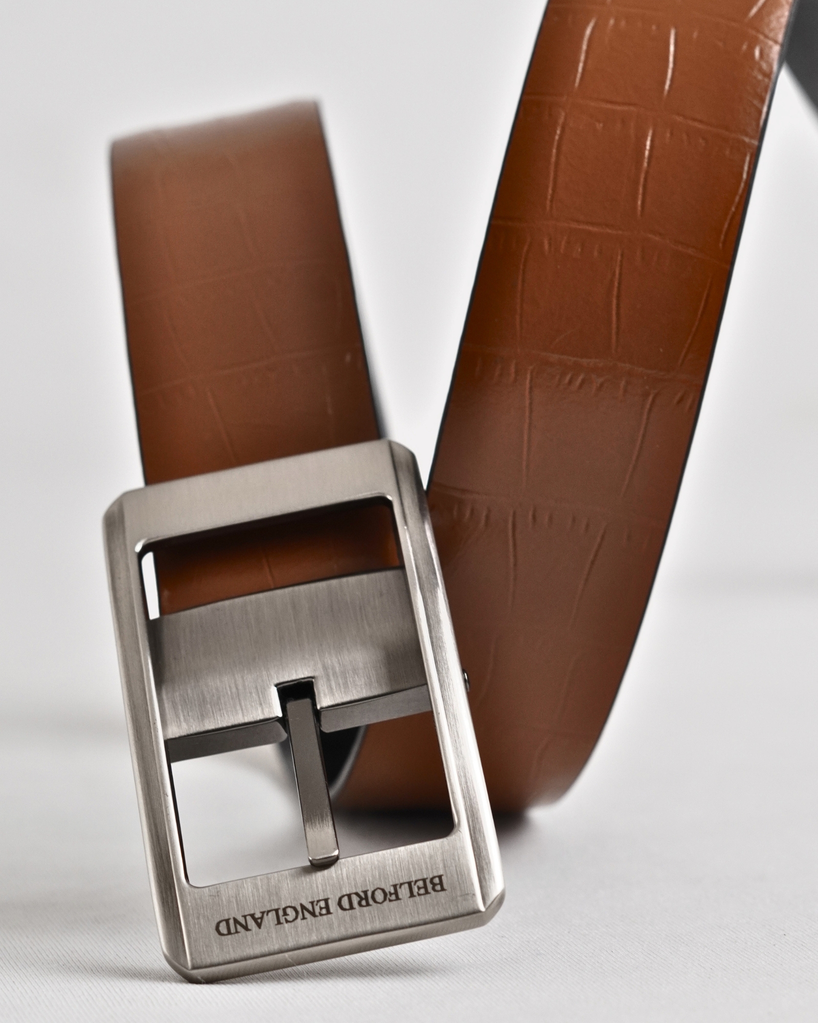 Georgia - Men's Original Leather Belt Reversible (Croco Black & Tan) - 28-44 - Image 8