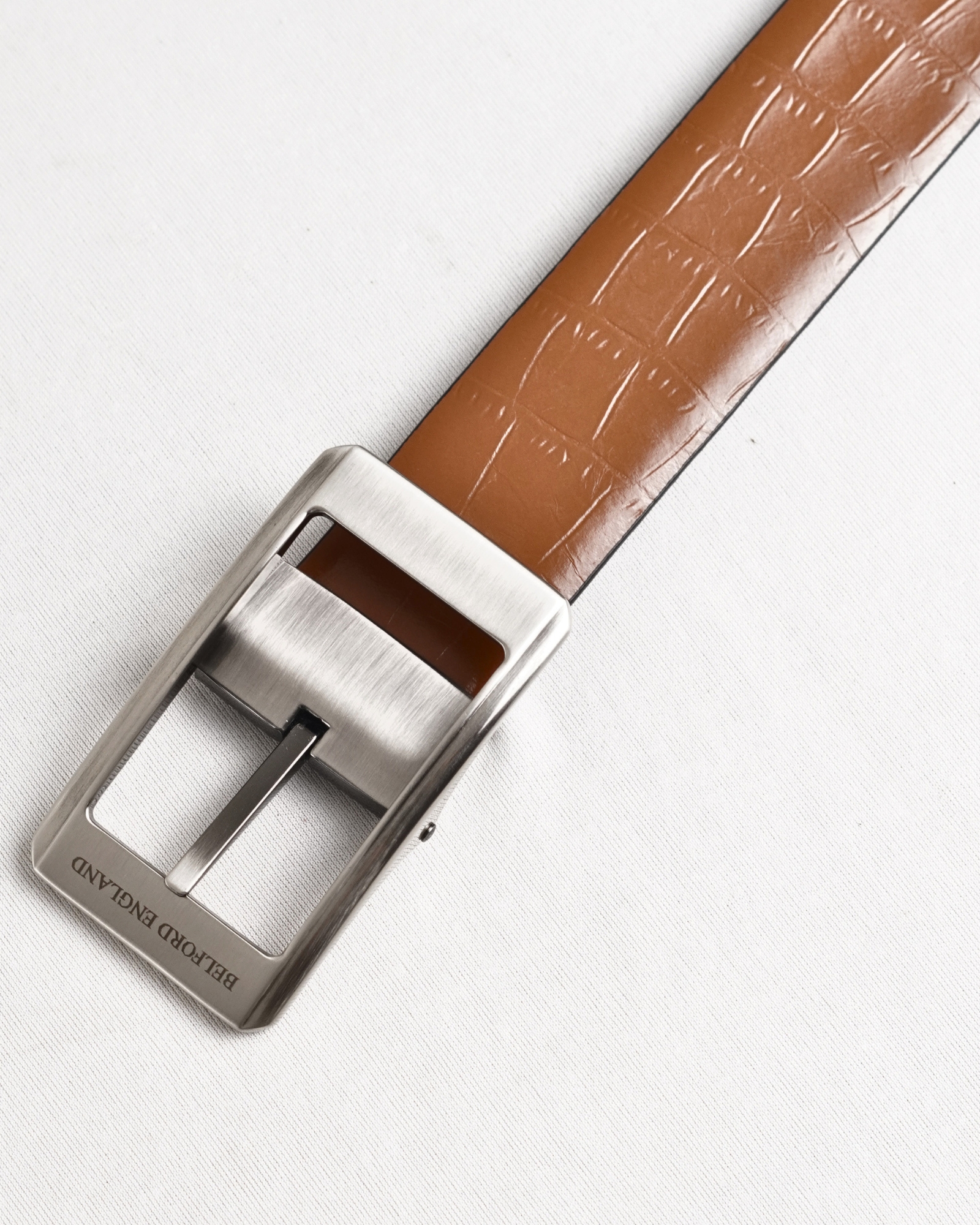 Georgia - Men's Original Leather Belt Reversible (Croco Black & Tan) - 28-44 - Image 9