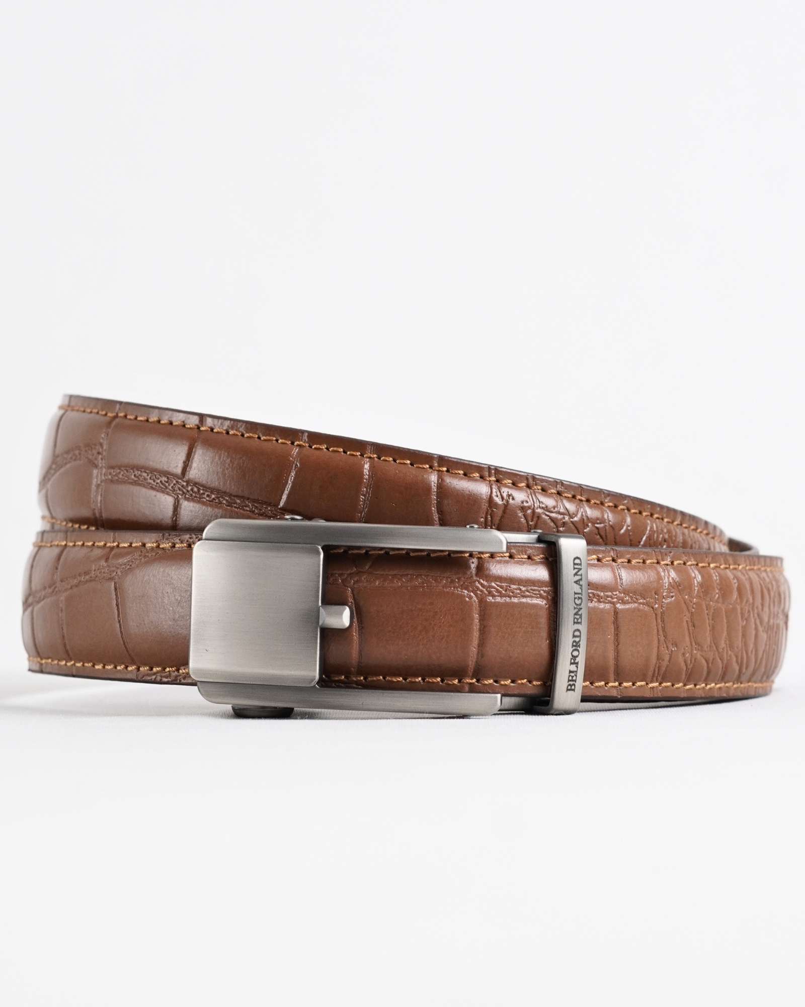 Luxemberg  Men's Original Leather Belt  (Croco Tan)