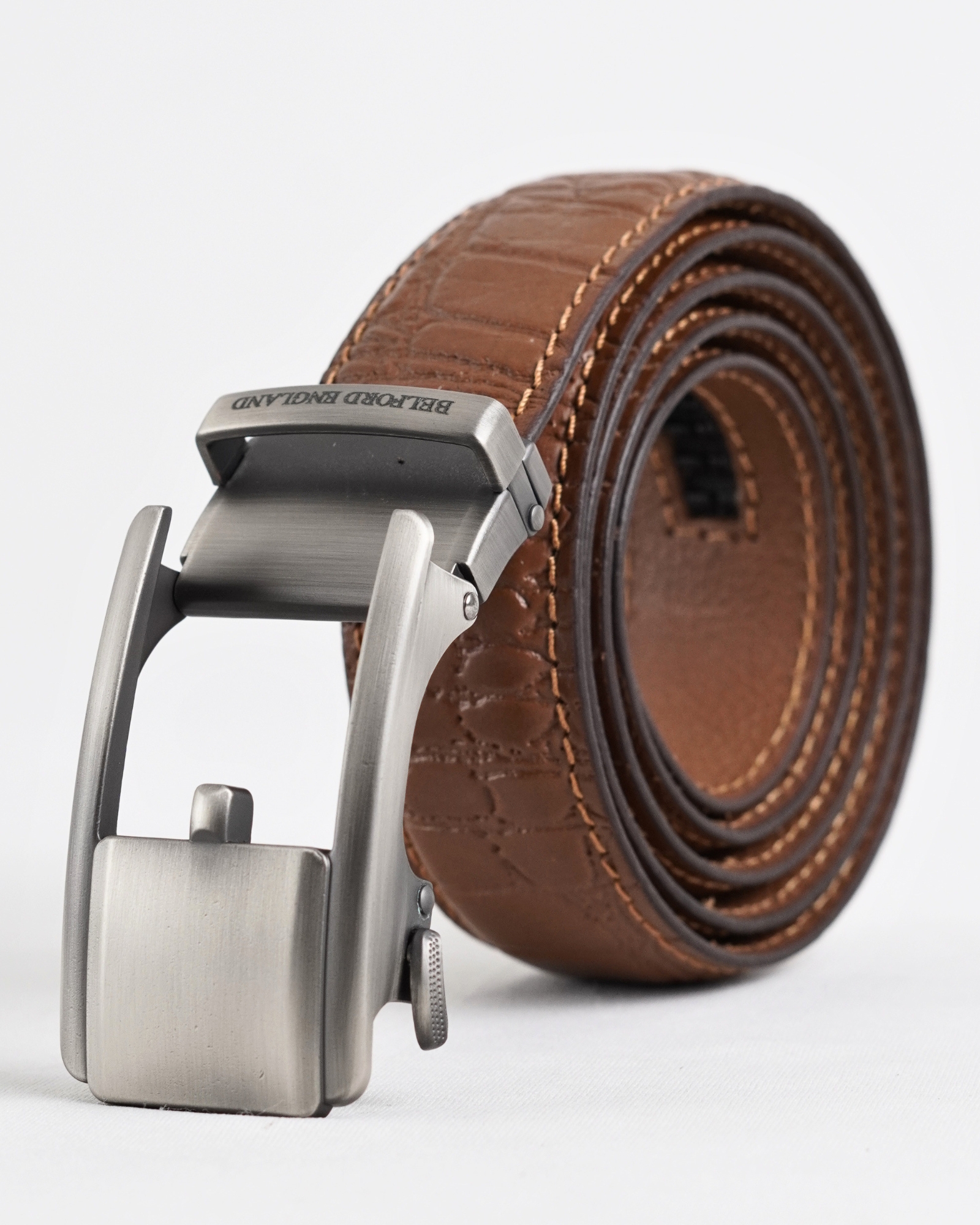 Luxemberg  Men's Original Leather Belt  (Croco Tan) - Image 2