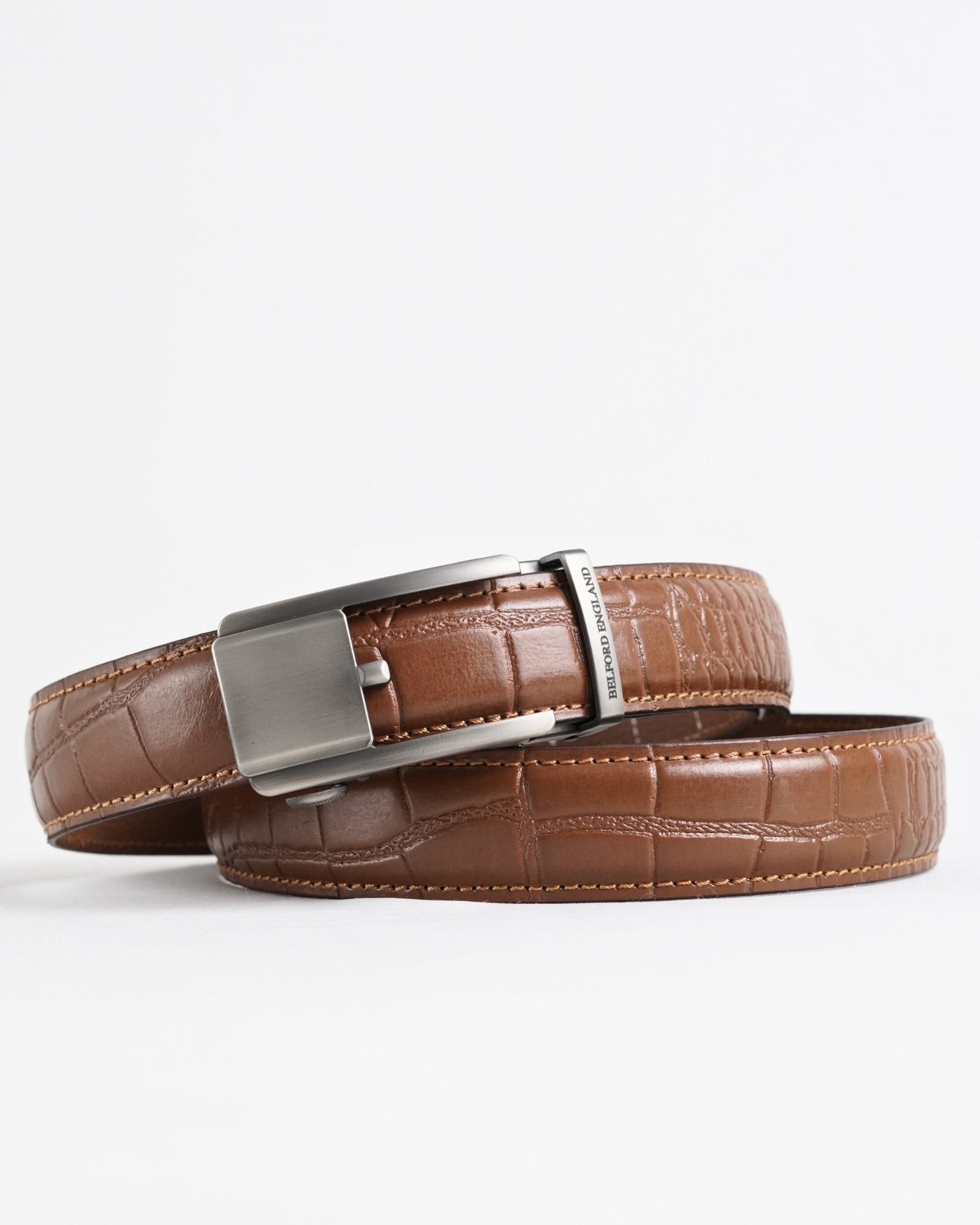 Luxemberg  Men's Original Leather Belt  (Croco Tan) - Image 3