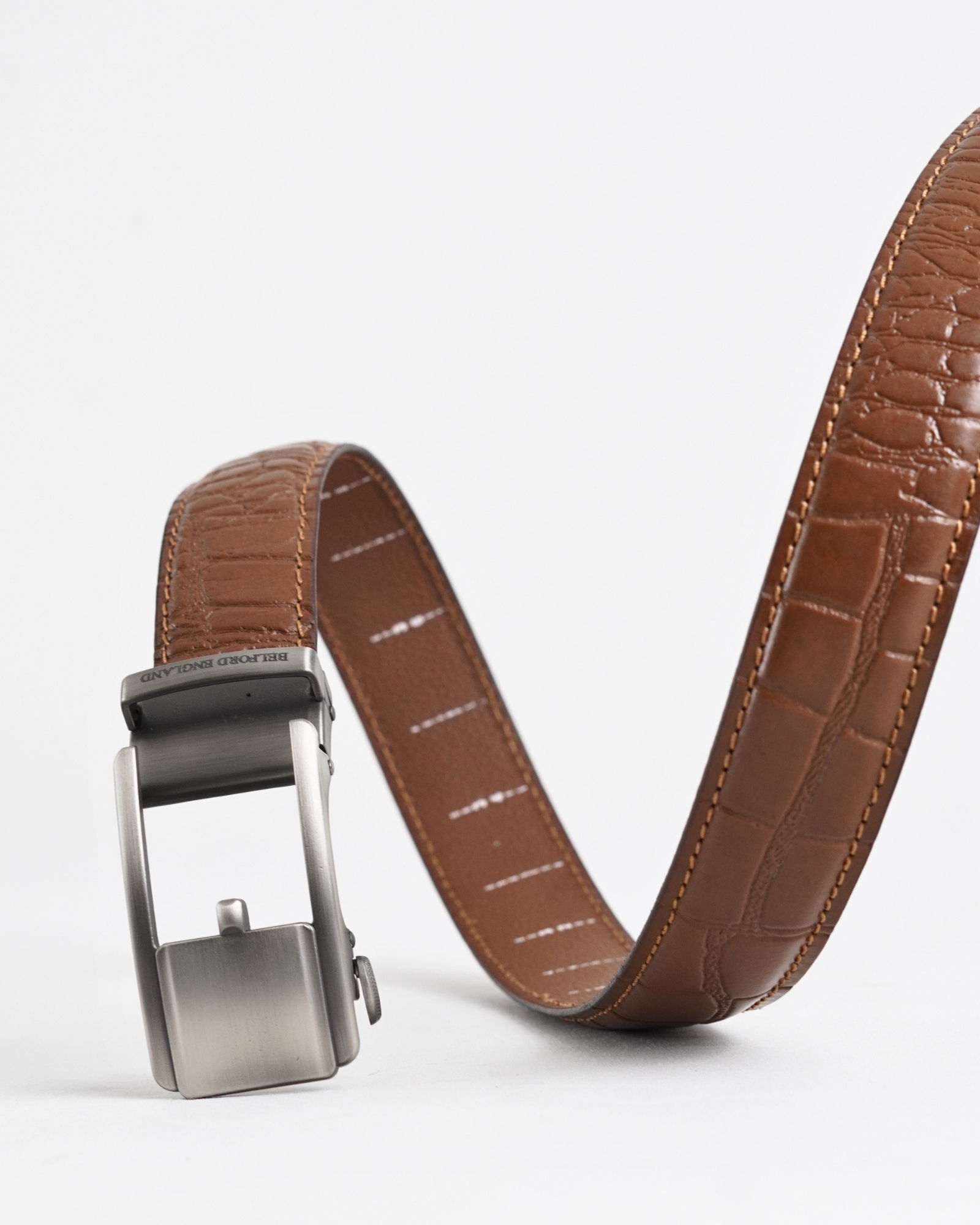 Luxemberg  Men's Original Leather Belt  (Croco Tan) - Image 5