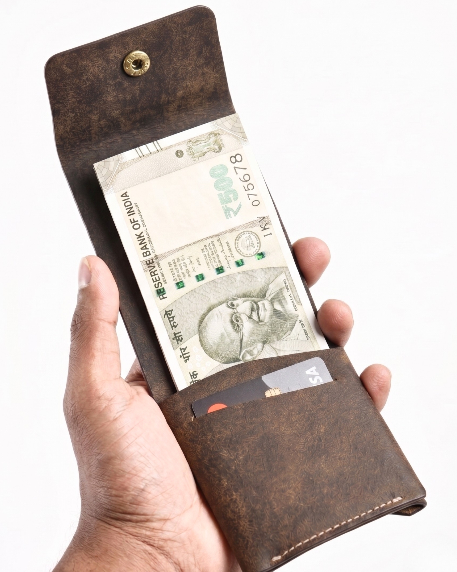 Milton - Men’s Original Leather Minimalist Wallet (Rugged Brown)