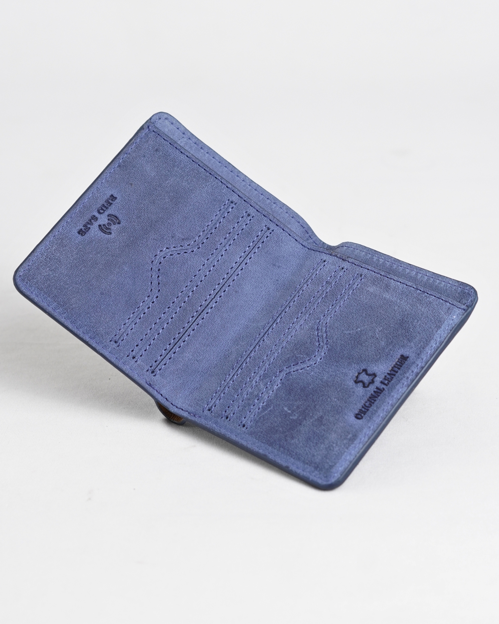 Boston (Sleek Series) - Men’s Original Leather Wallet (Rugged Blue) - Image 3