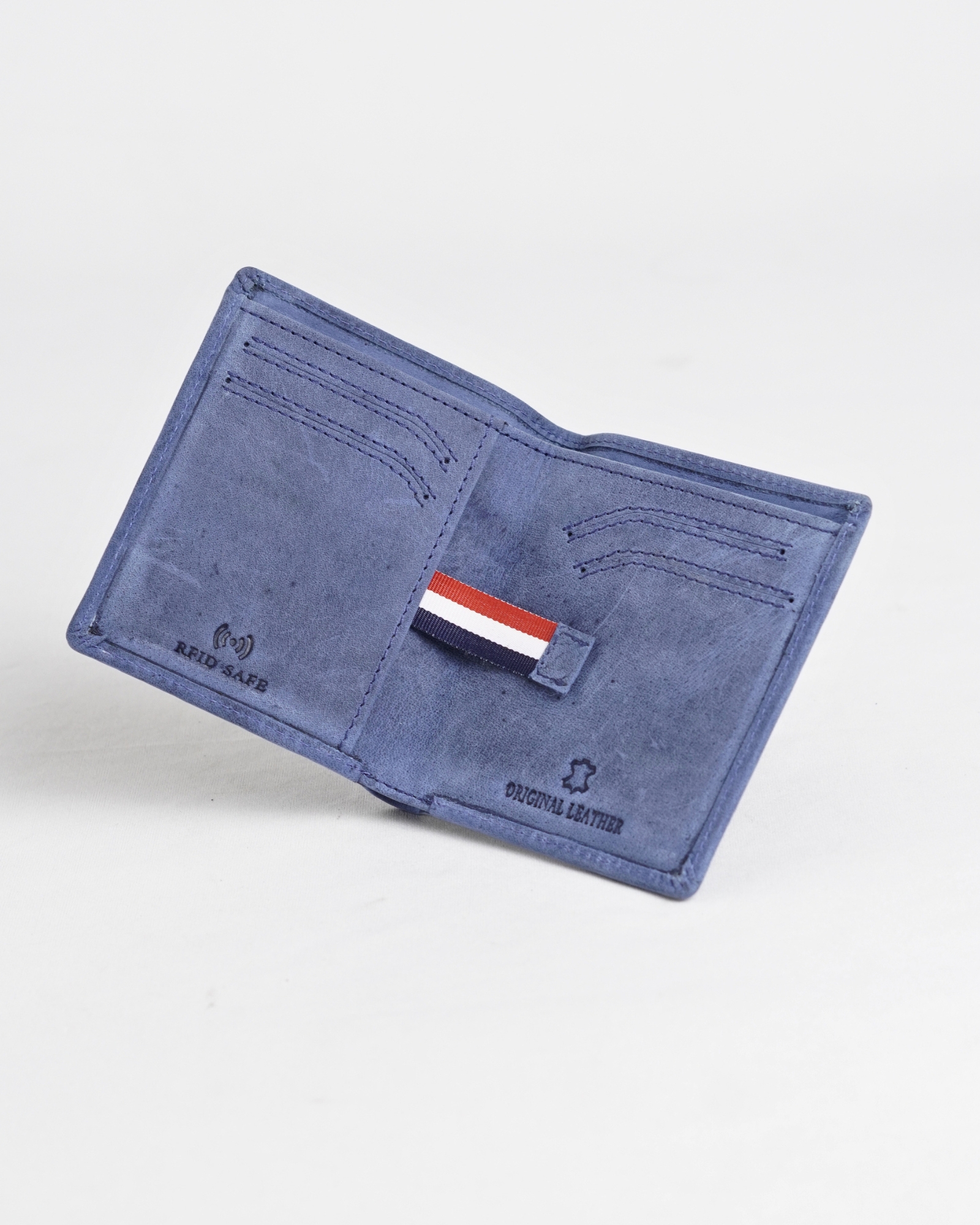 Florida (Sleek Series) - Men’s Original Leather Wallet (Rugged Blue) - Image 6