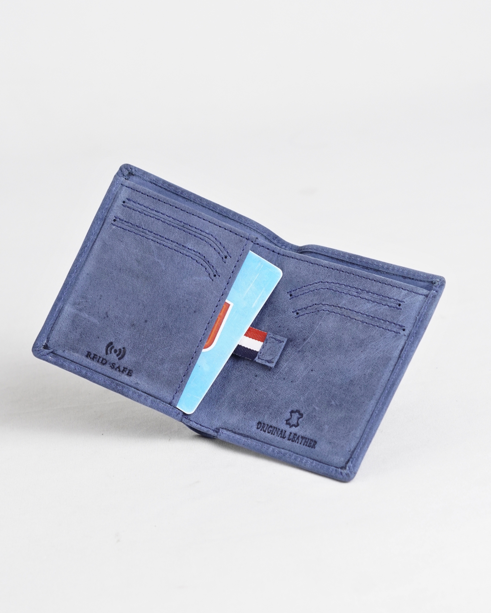 Florida (Sleek Series) - Men’s Original Leather Wallet (Rugged Blue) - Image 7