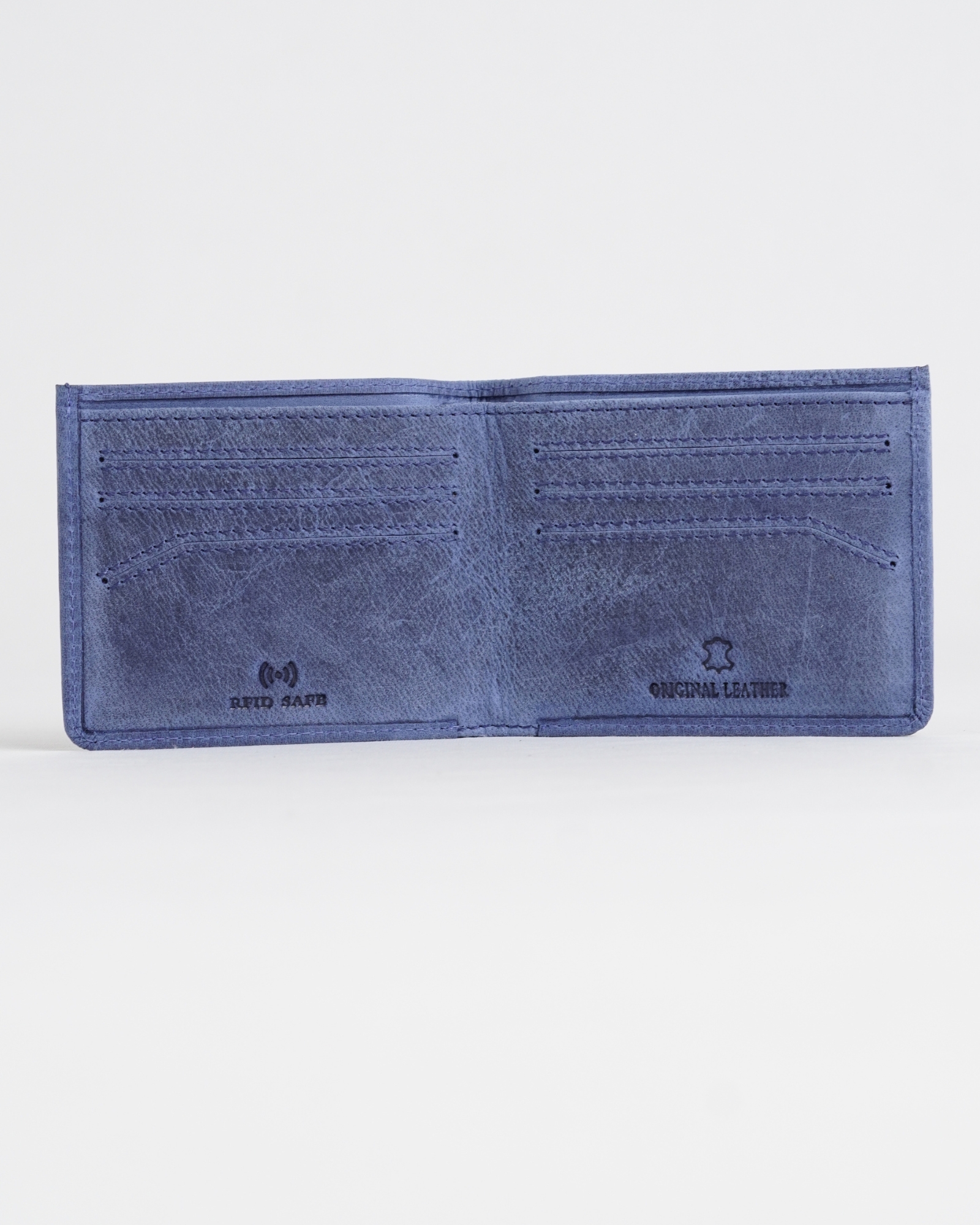Texas (Sleek Series) - Men’s Original Leather Wallet (Rugged Blue) - Image 4