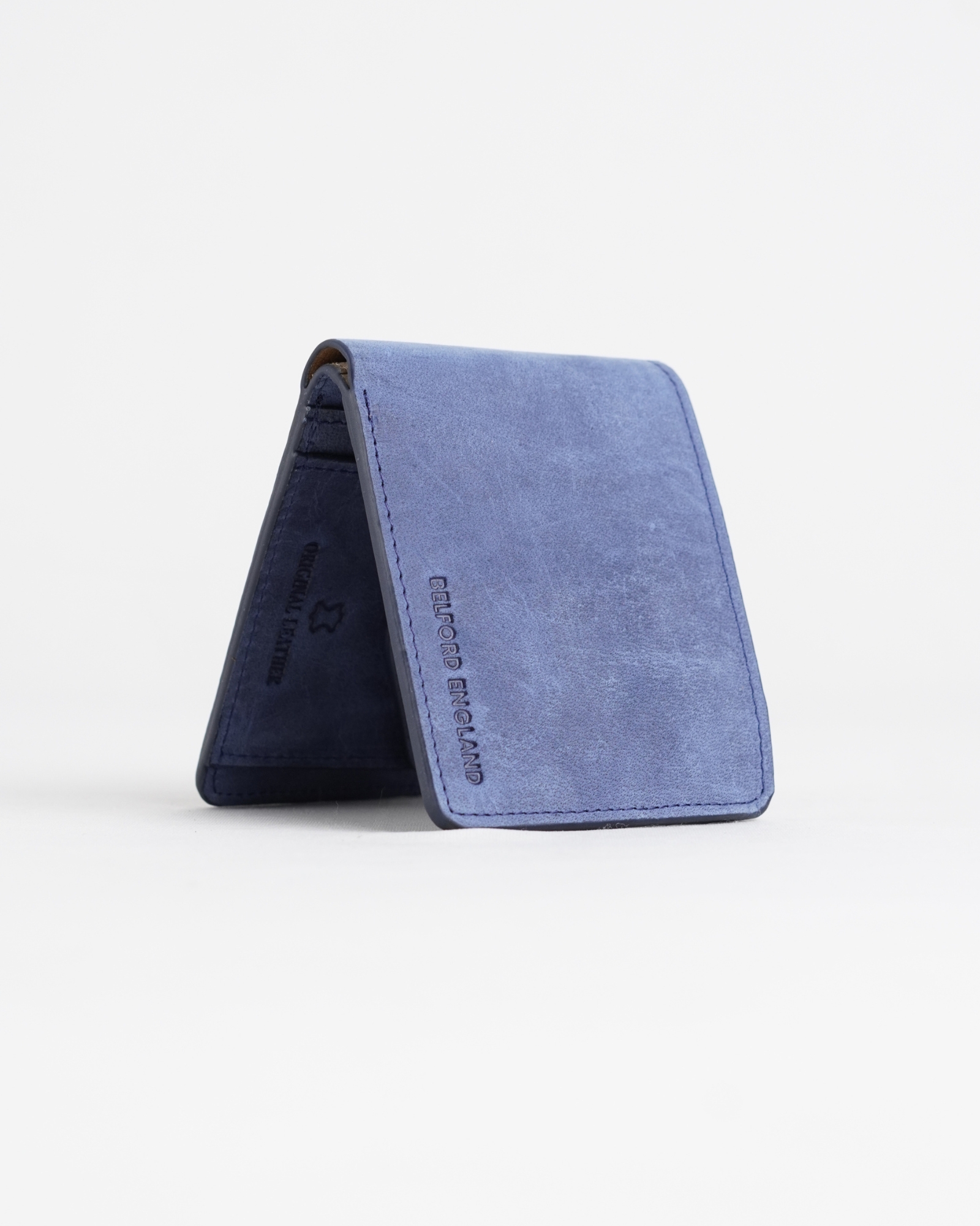 Broadway  (Sleek Series) - Men’s Original Leather Wallet (Rugged Blue) - Image 4