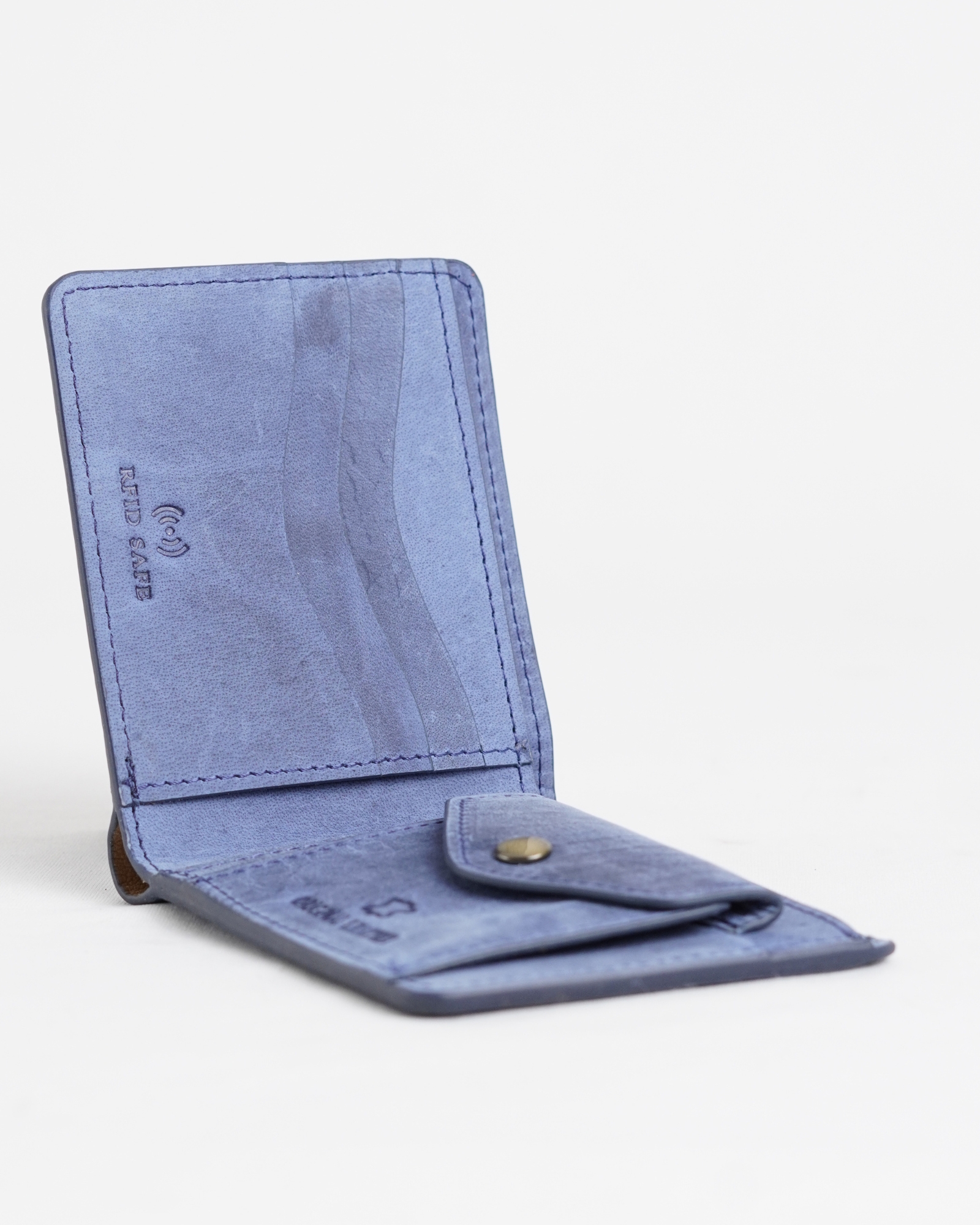 Broadway  (Sleek Series) - Men’s Original Leather Wallet (Rugged Blue) - Image 5